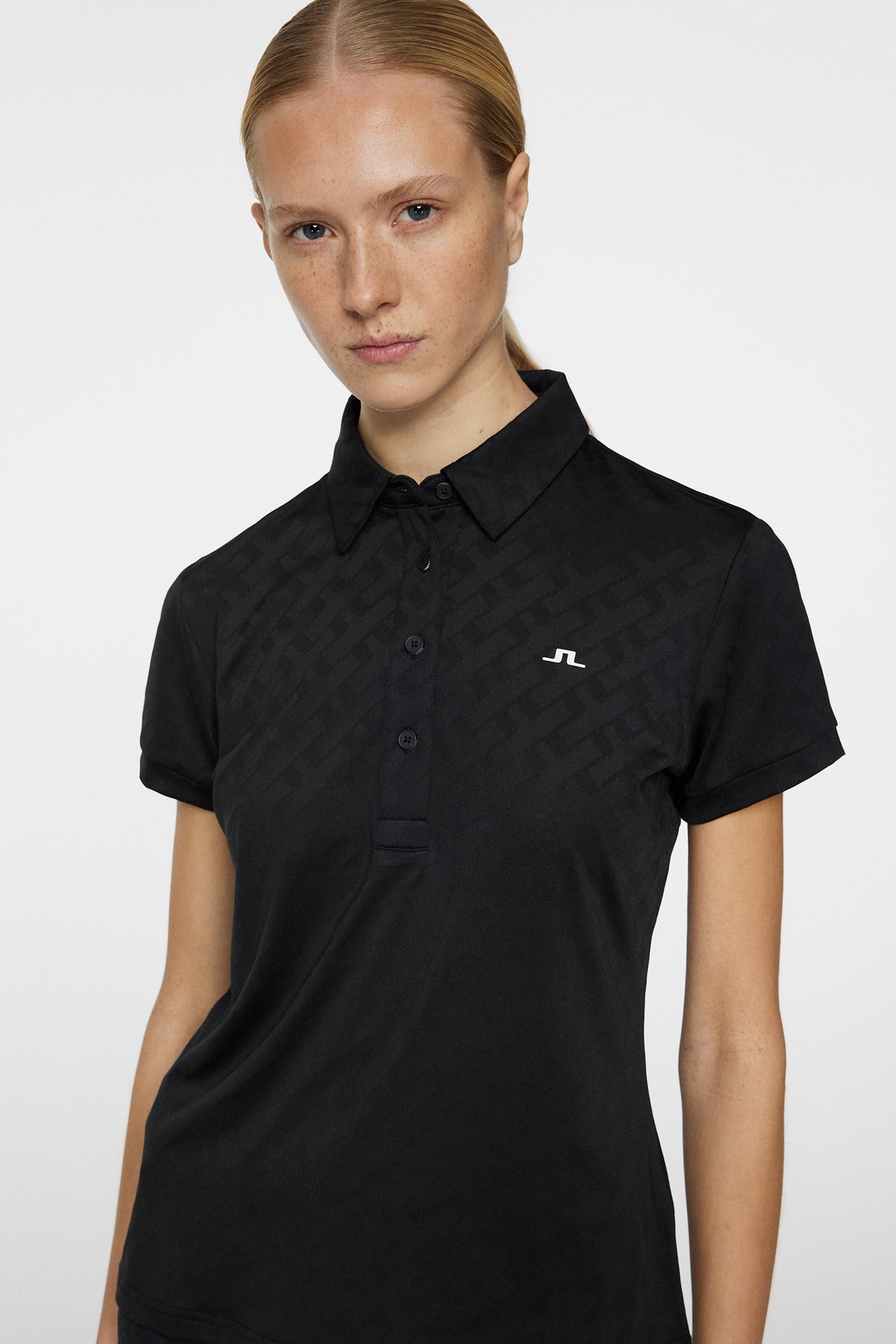 Alaya Jacquard Polo in Black by J.Lindeberg