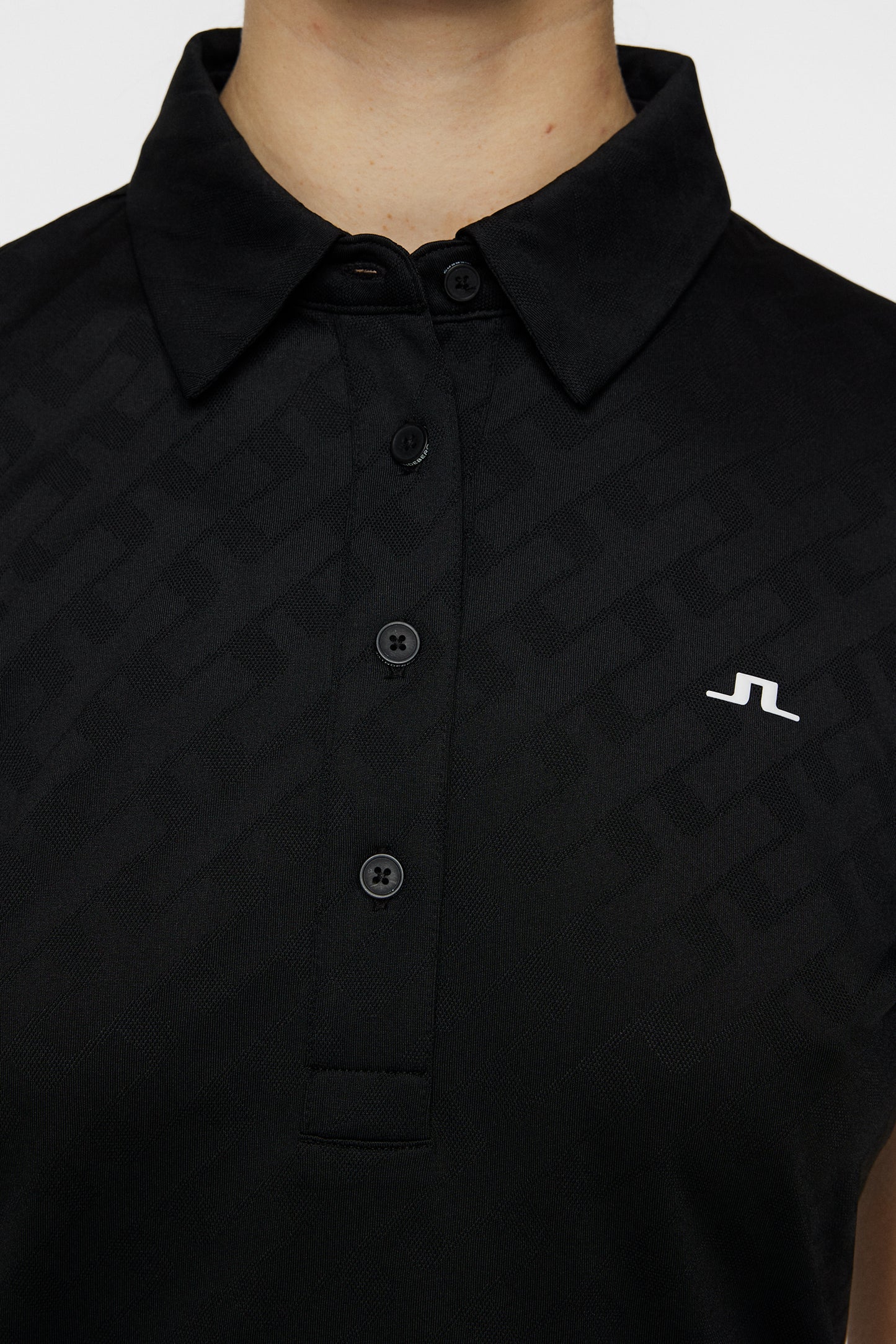 Alaya Jacquard Polo in Black by J.Lindeberg