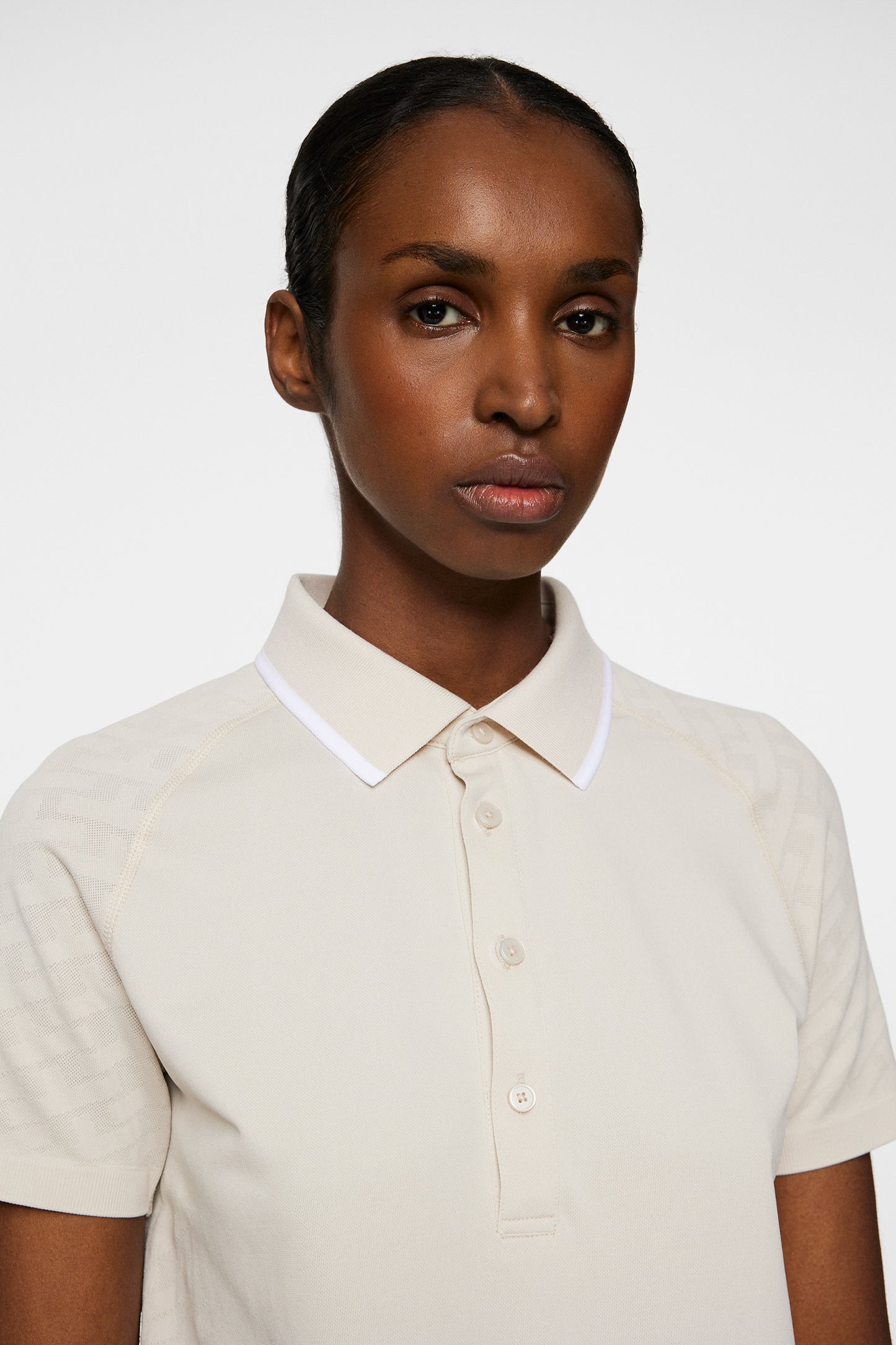 Baily seamless Polo in Tour Geo Jacquard Moonbeam M by J.Lindeberg