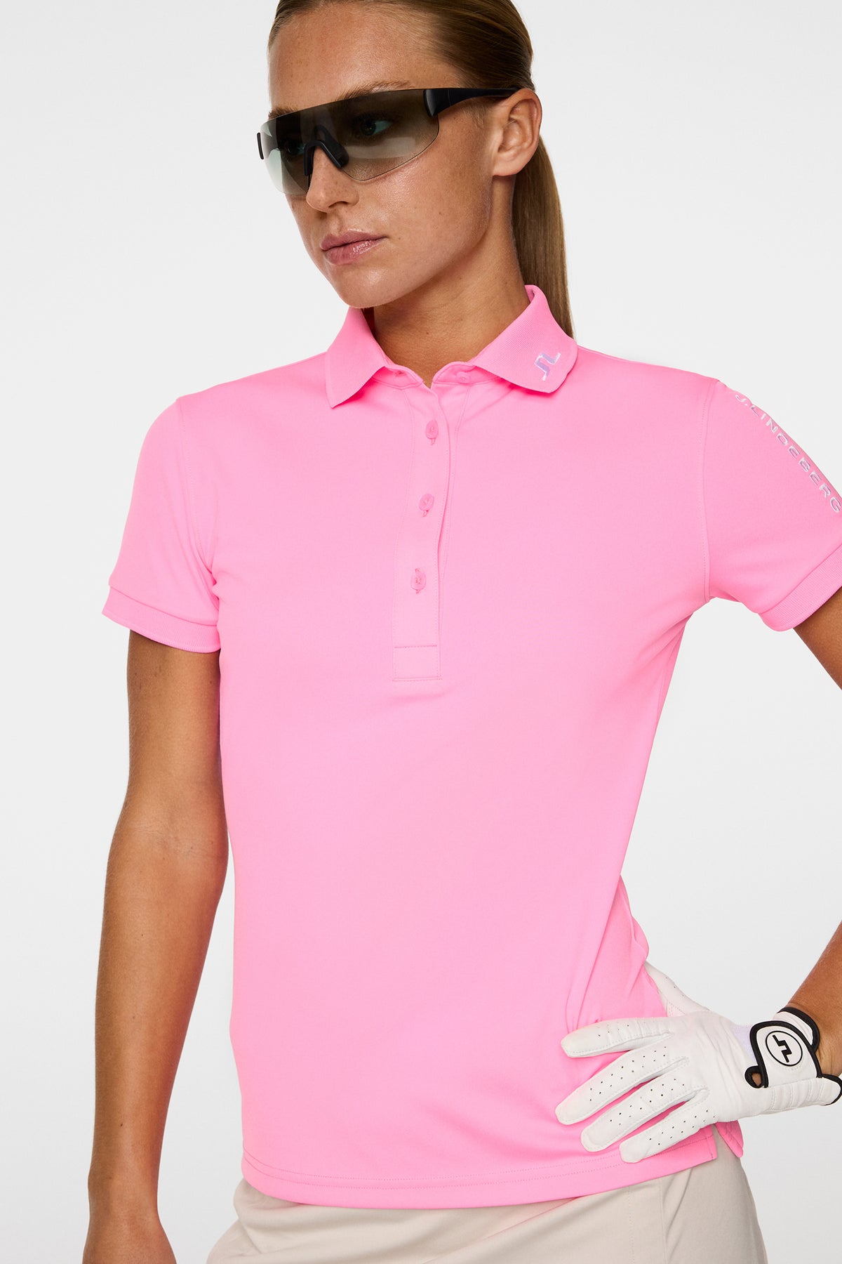 Tour Tech Polo in Eosine Pink by J.Lindeberg
