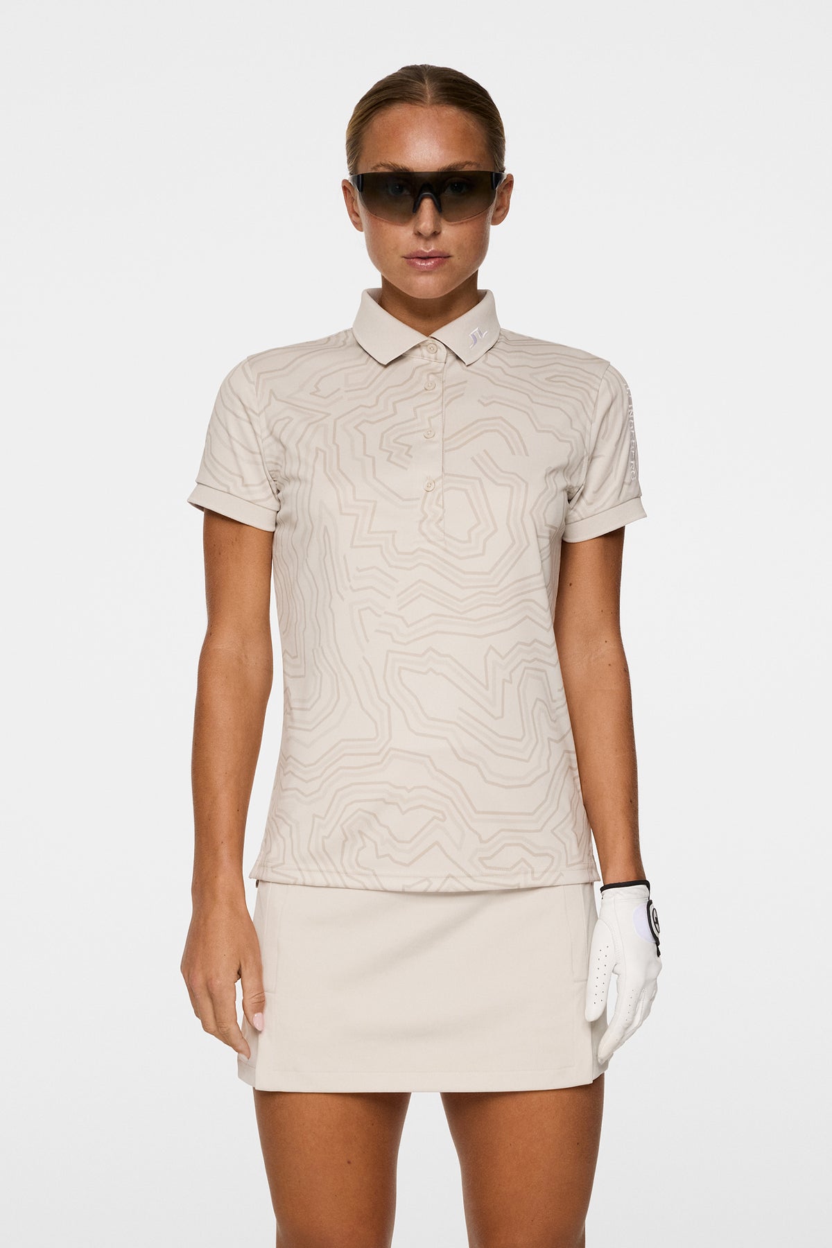 Tour Tech Print Polo in Topo Moonbeam L by J.Lindeberg