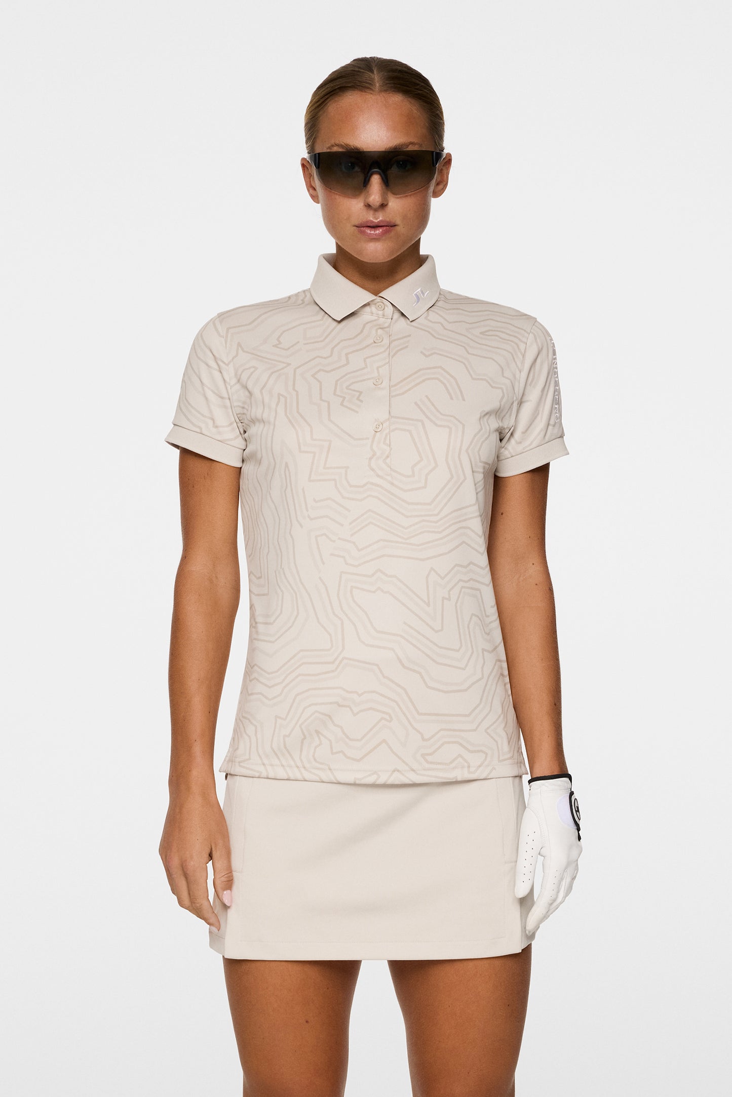 Tour Tech Print Polo in Topo Moonbeam L by J.Lindeberg