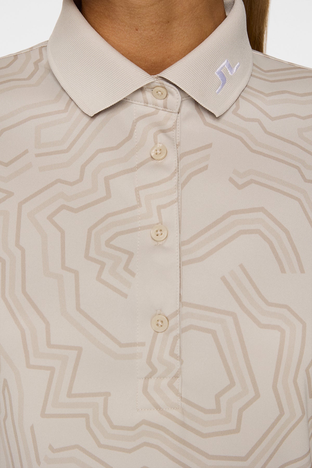 Tour Tech Print Polo in Topo Moonbeam L by J.Lindeberg