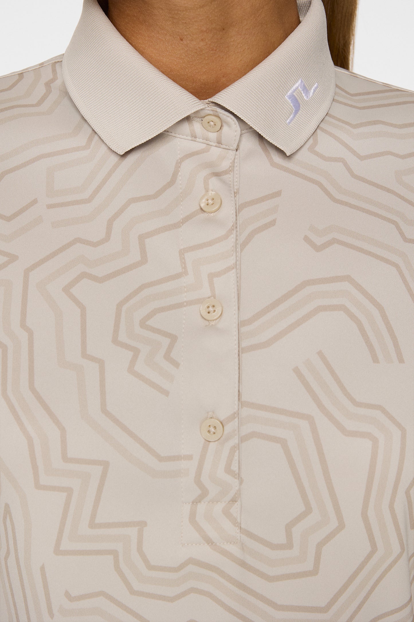 Tour Tech Print Polo in Topo Moonbeam L by J.Lindeberg