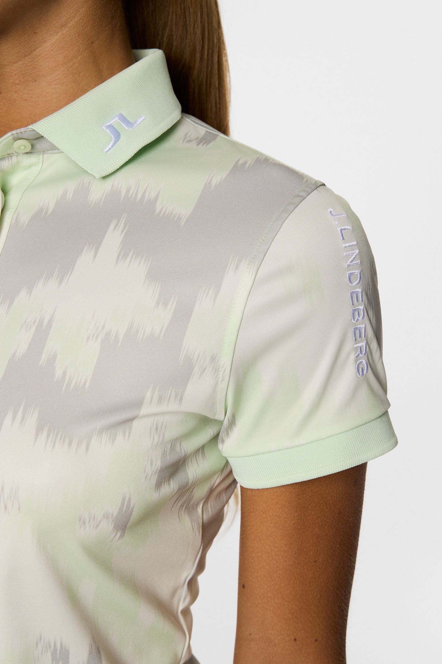 Tour Tech Print Polo in Warp Ambrosia L by J.Lindeberg