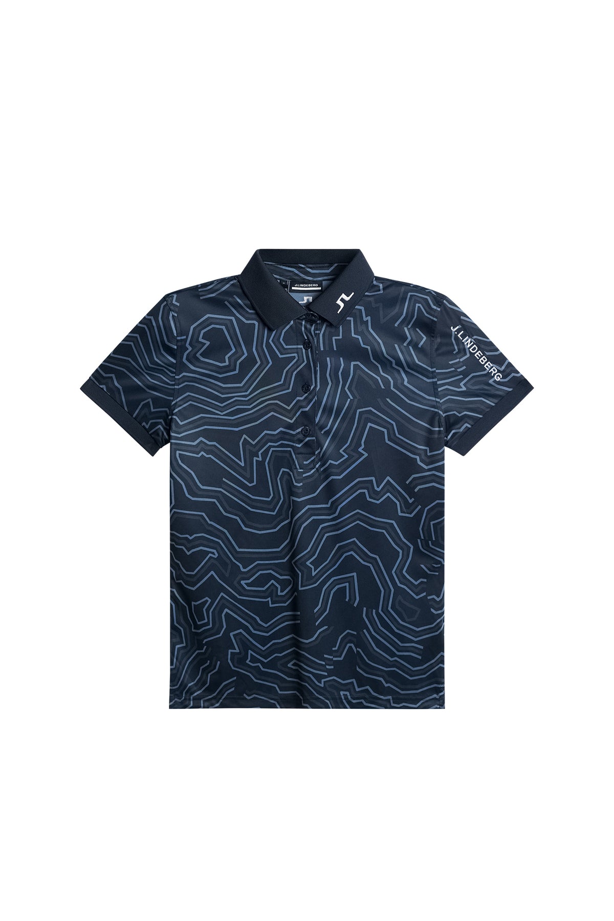 Tour Tech Print Polo in Topo Navy L by J.Lindeberg