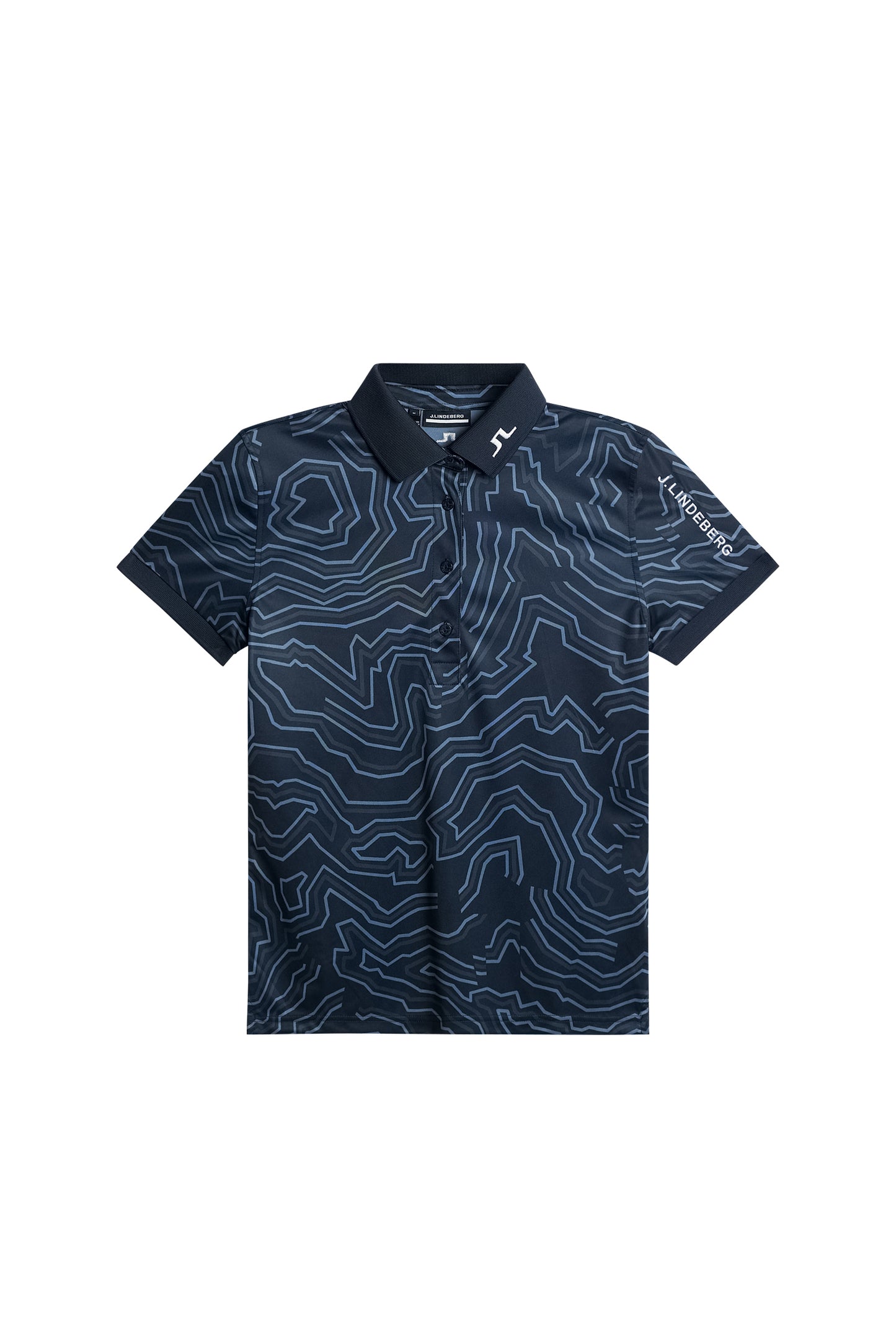 Tour Tech Print Polo in Topo Navy L by J.Lindeberg