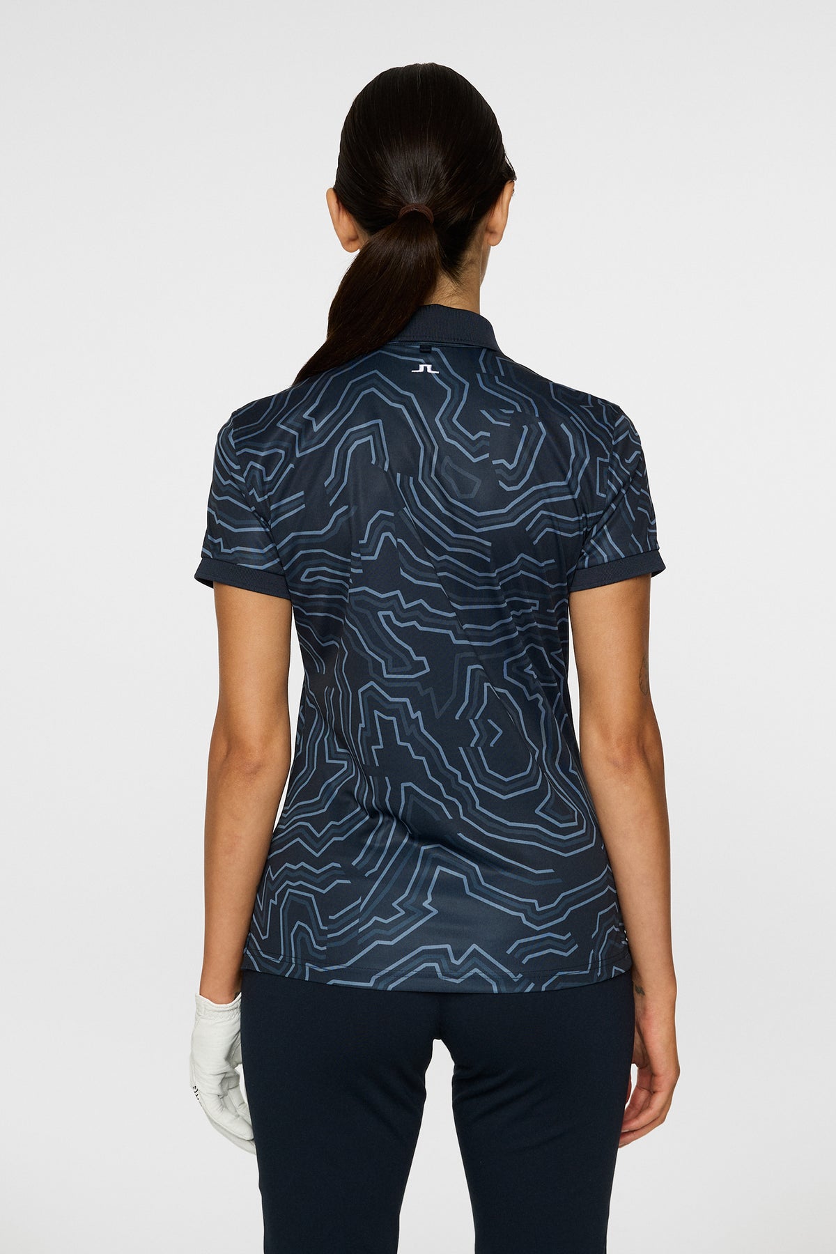 Tour Tech Print Polo in Topo Navy L by J.Lindeberg