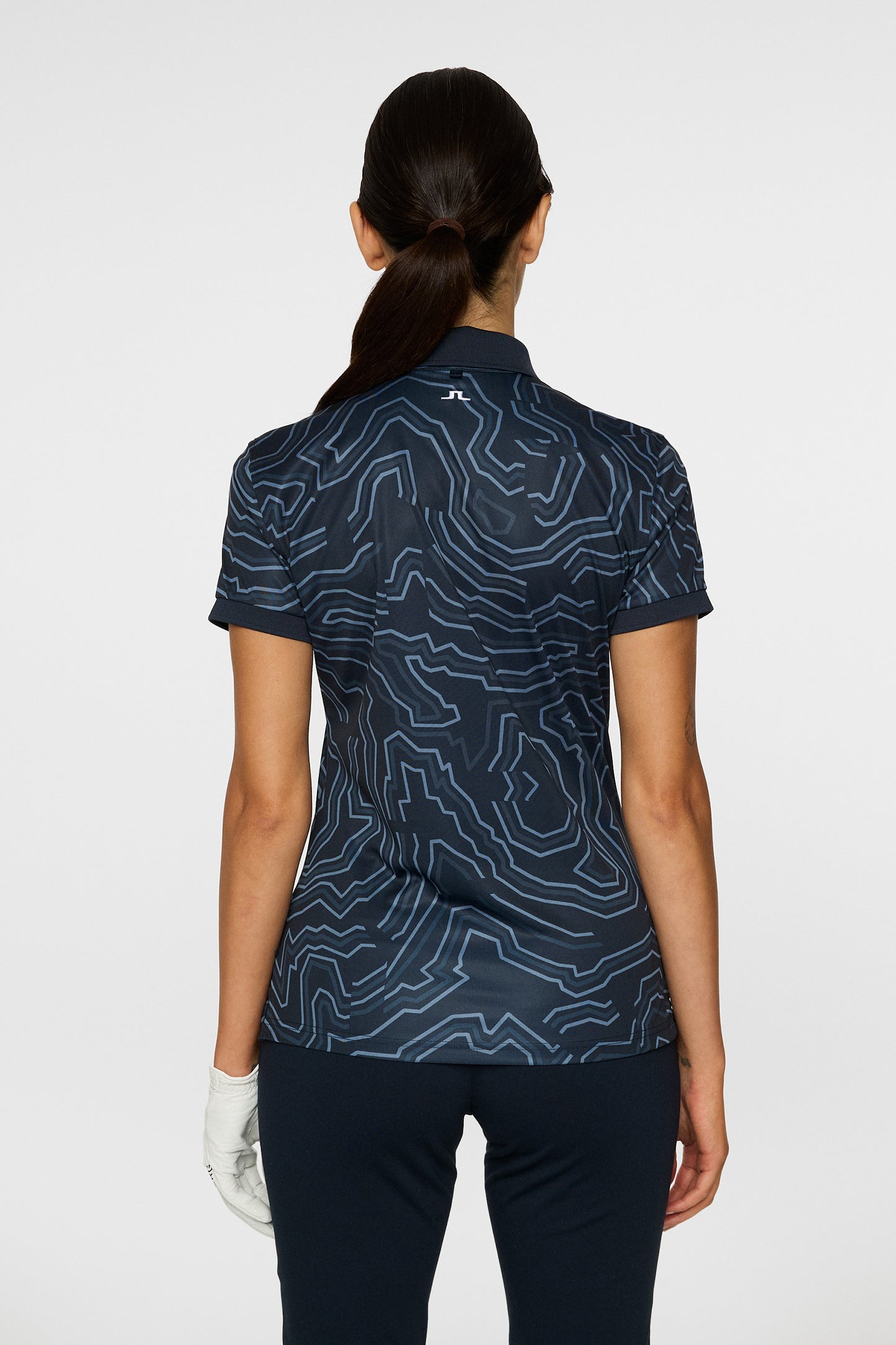 Tour Tech Print Polo in Topo Navy L by J.Lindeberg