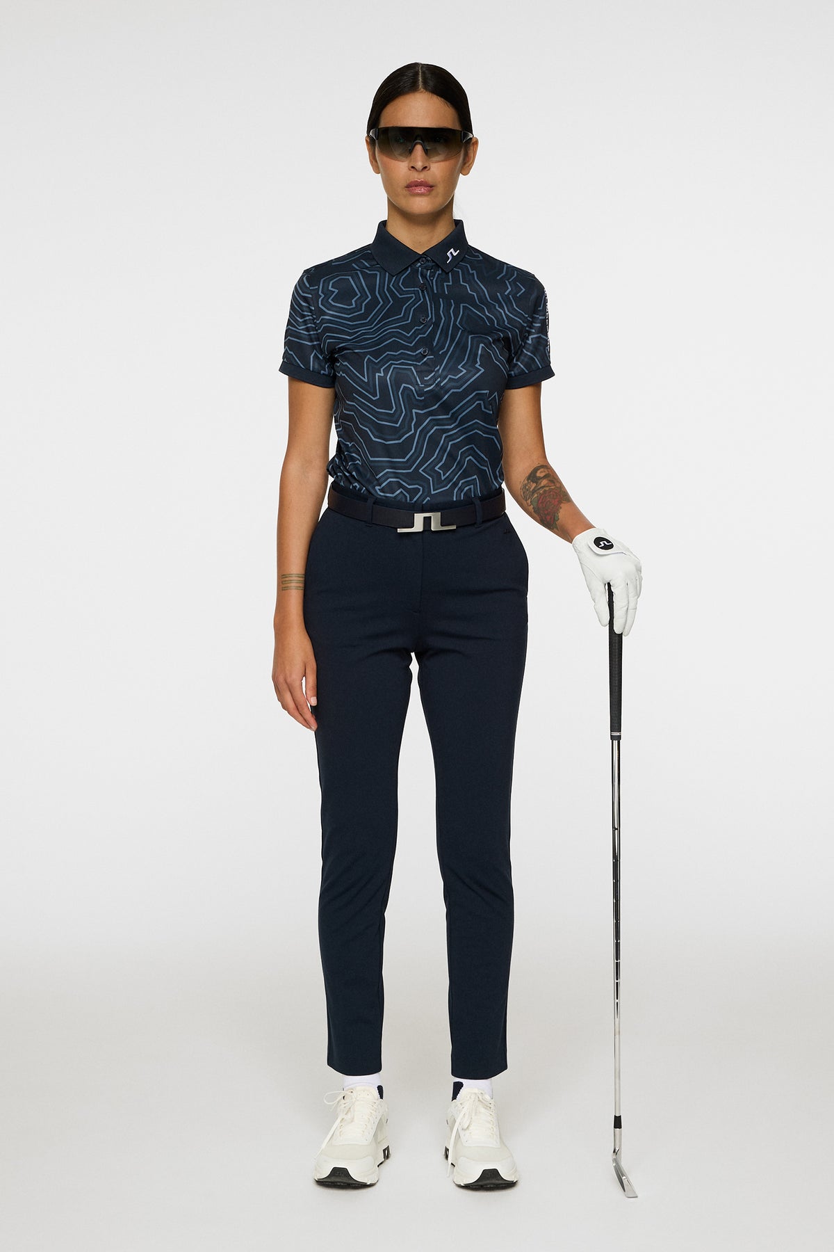 Tour Tech Print Polo in Topo Navy L by J.Lindeberg