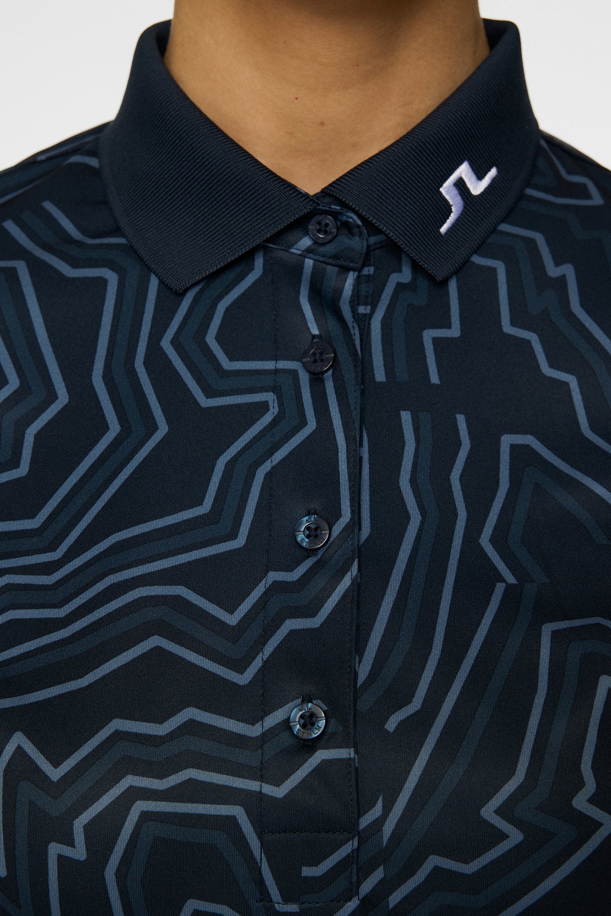 Tour Tech Print Polo in Topo Navy L by J.Lindeberg