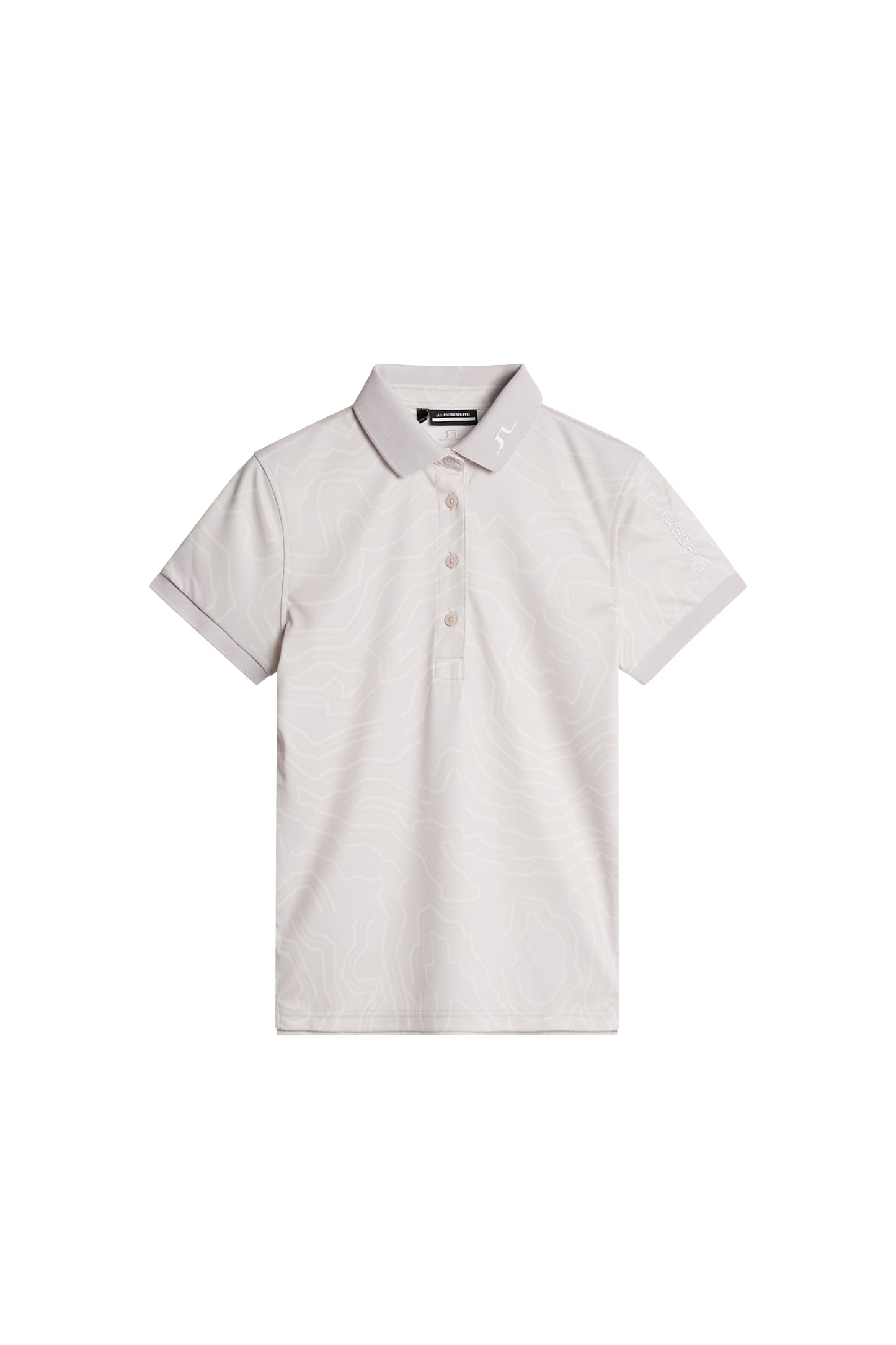 Tour Tech Print Polo in Topo Grey Lilac L by J.Lindeberg