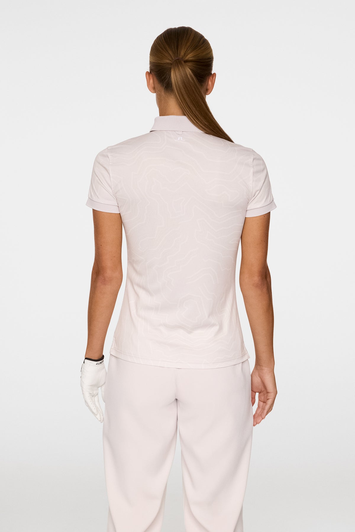 Tour Tech Print Polo in Topo Grey Lilac L by J.Lindeberg