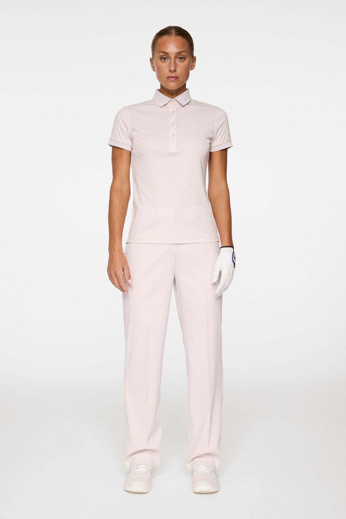 Tour Tech Print Polo in Topo Grey Lilac L by J.Lindeberg