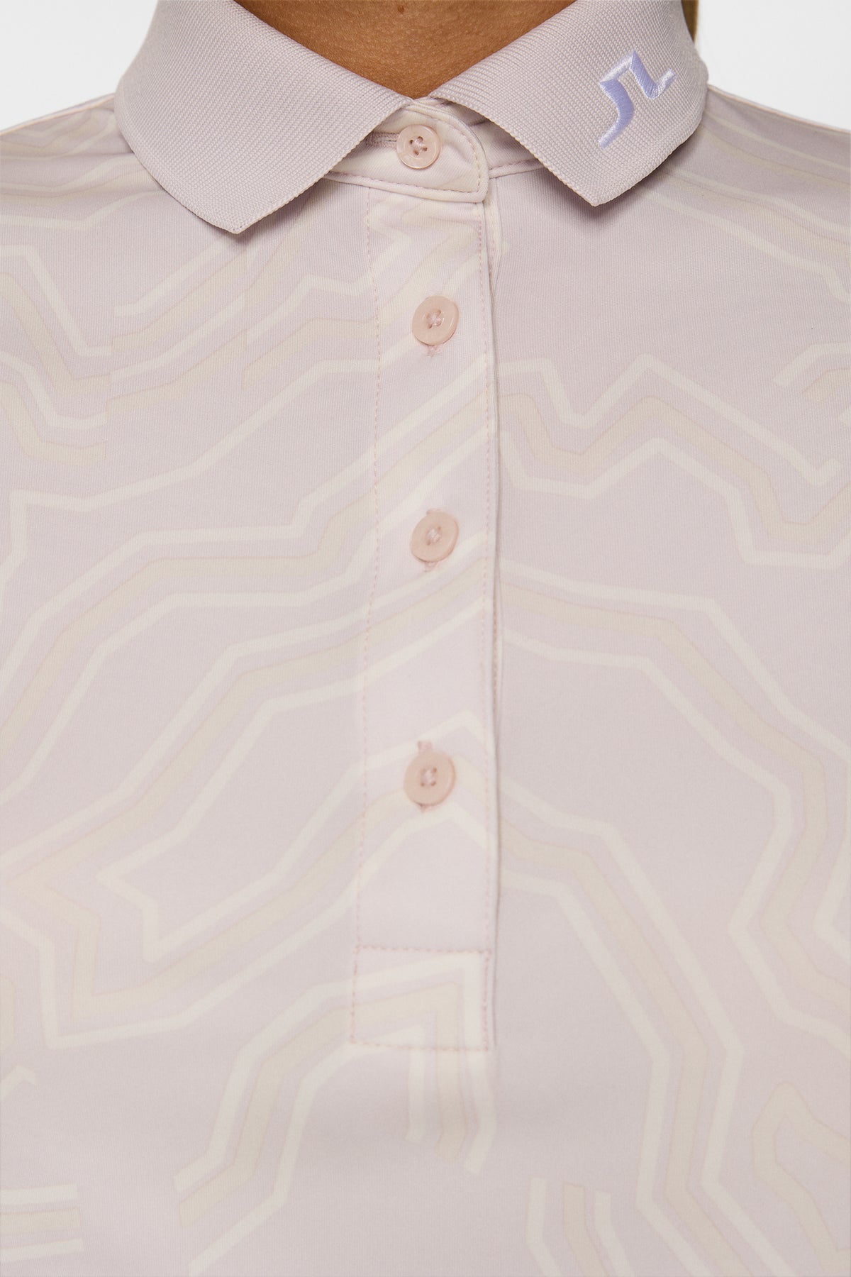 Tour Tech Print Polo in Topo Grey Lilac L by J.Lindeberg
