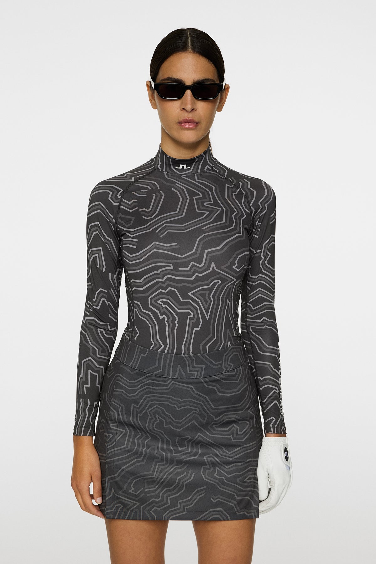 Ella Print Compression Top in Topo Asphalt L by J.Lindeberg