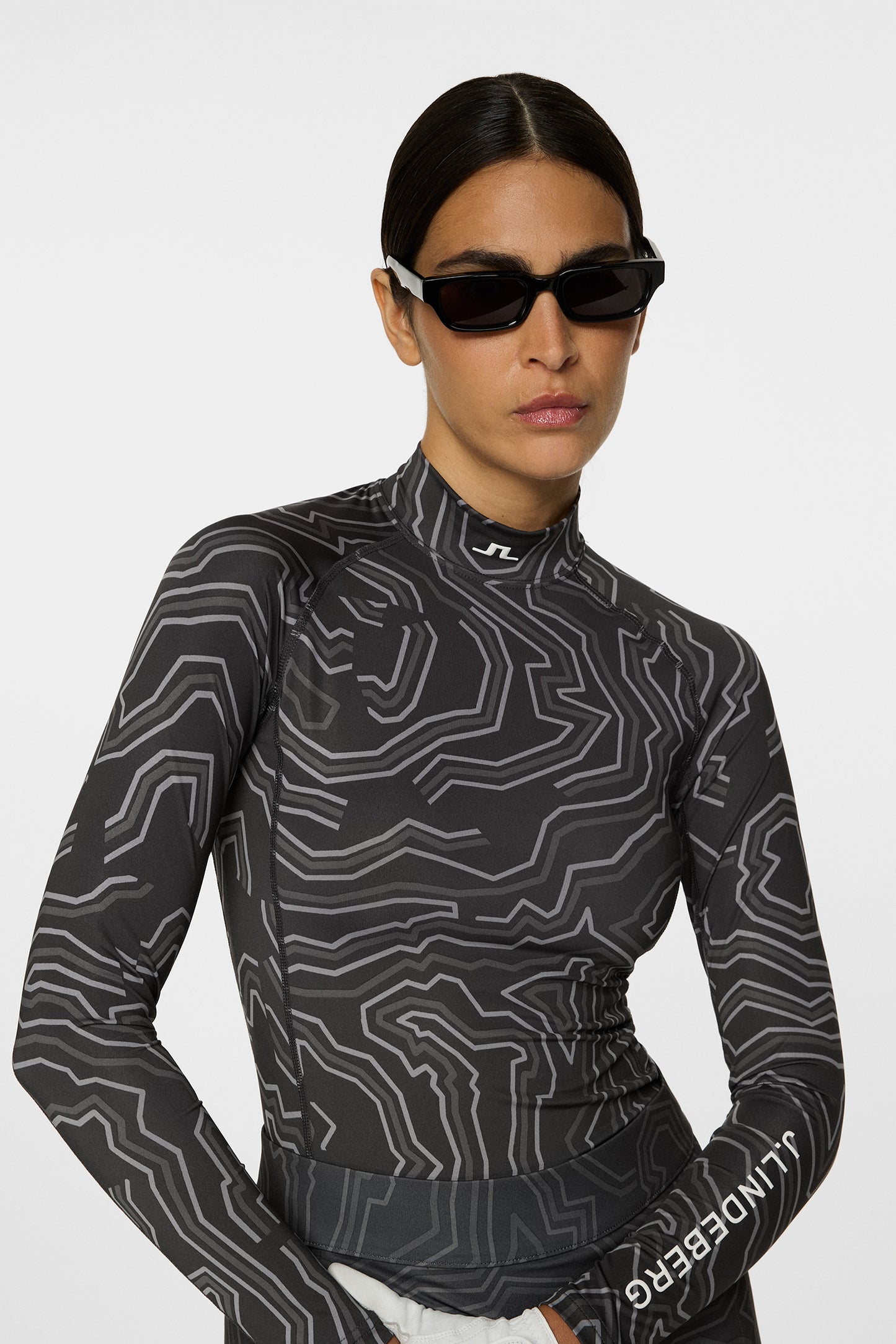 Ella Print Compression Top in Topo Asphalt L by J.Lindeberg