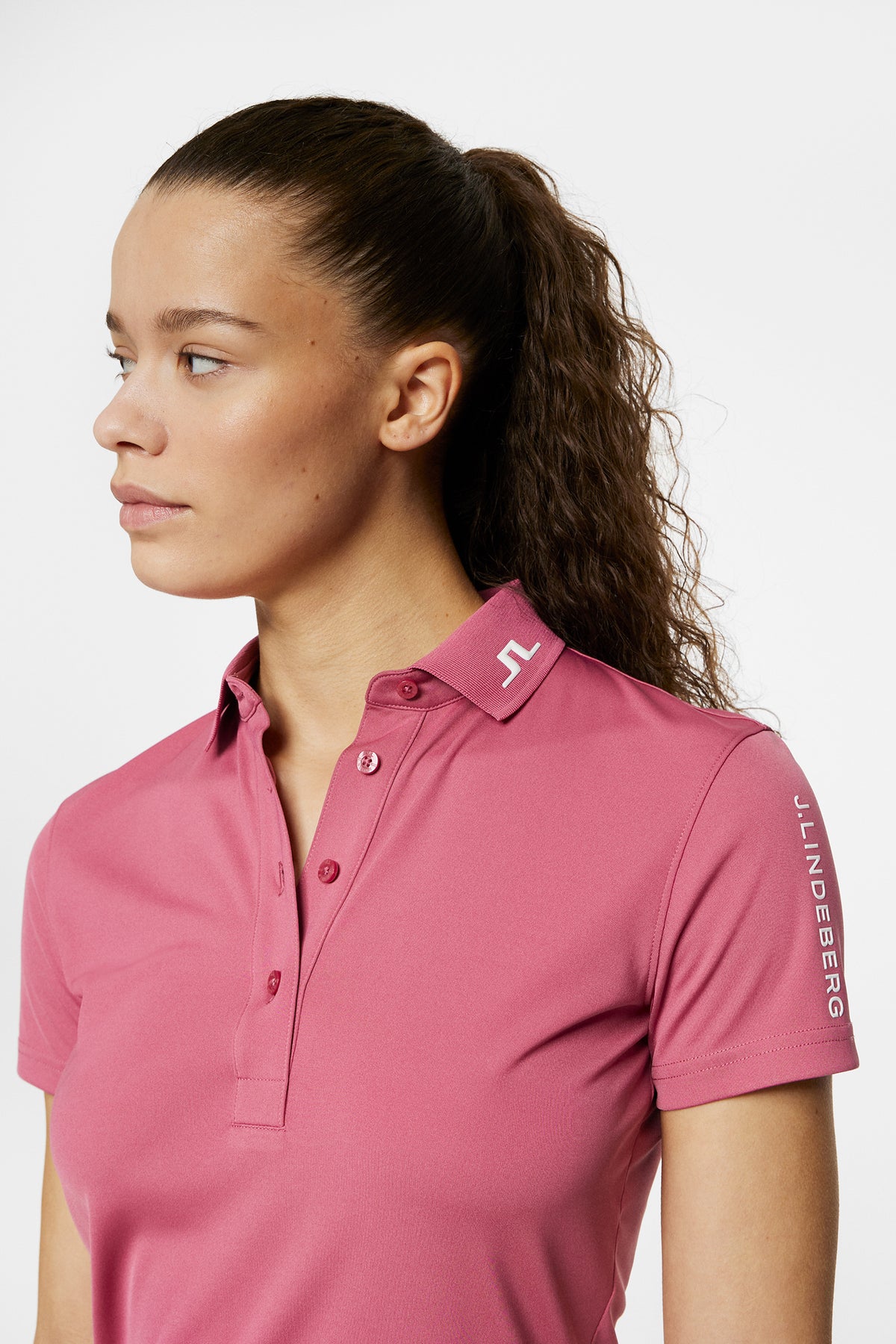 Tour Tech Polo in Rose Wine by J.Lindeberg