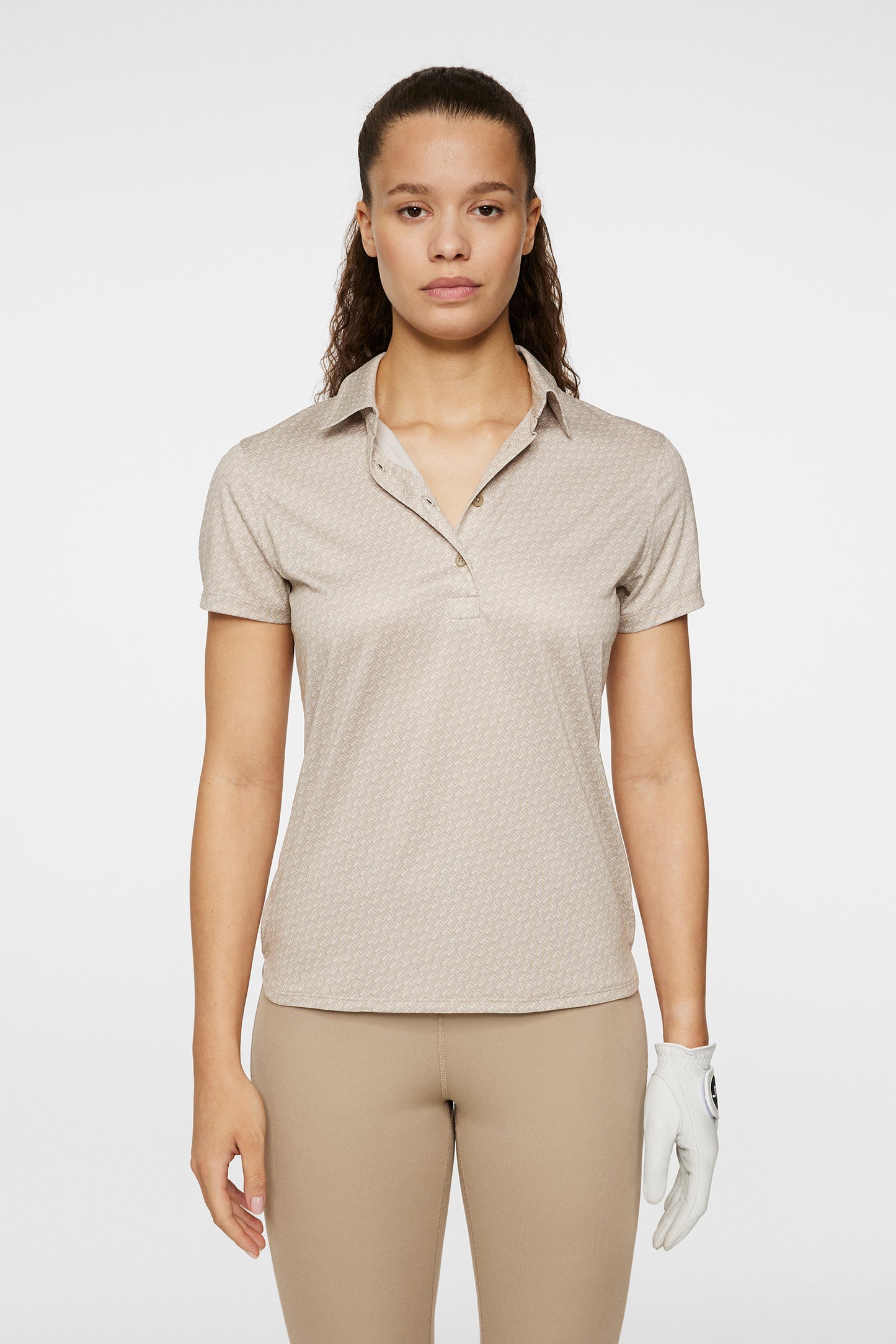 Caitlyn Polo in Shadow Bridge Khaki S by J.Lindeberg