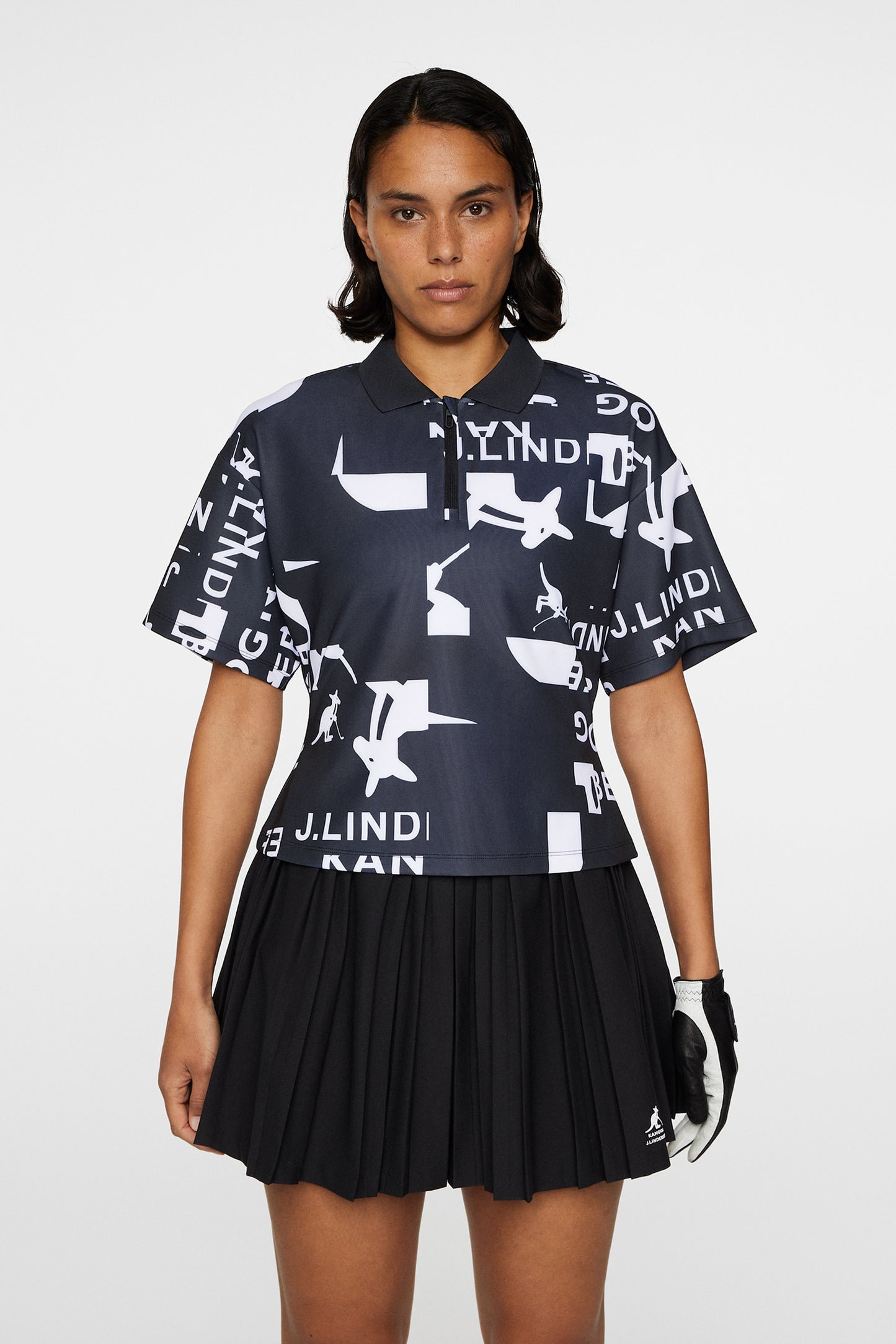 Amila Print Top in JL Kangol Black White M by J.Lindeberg