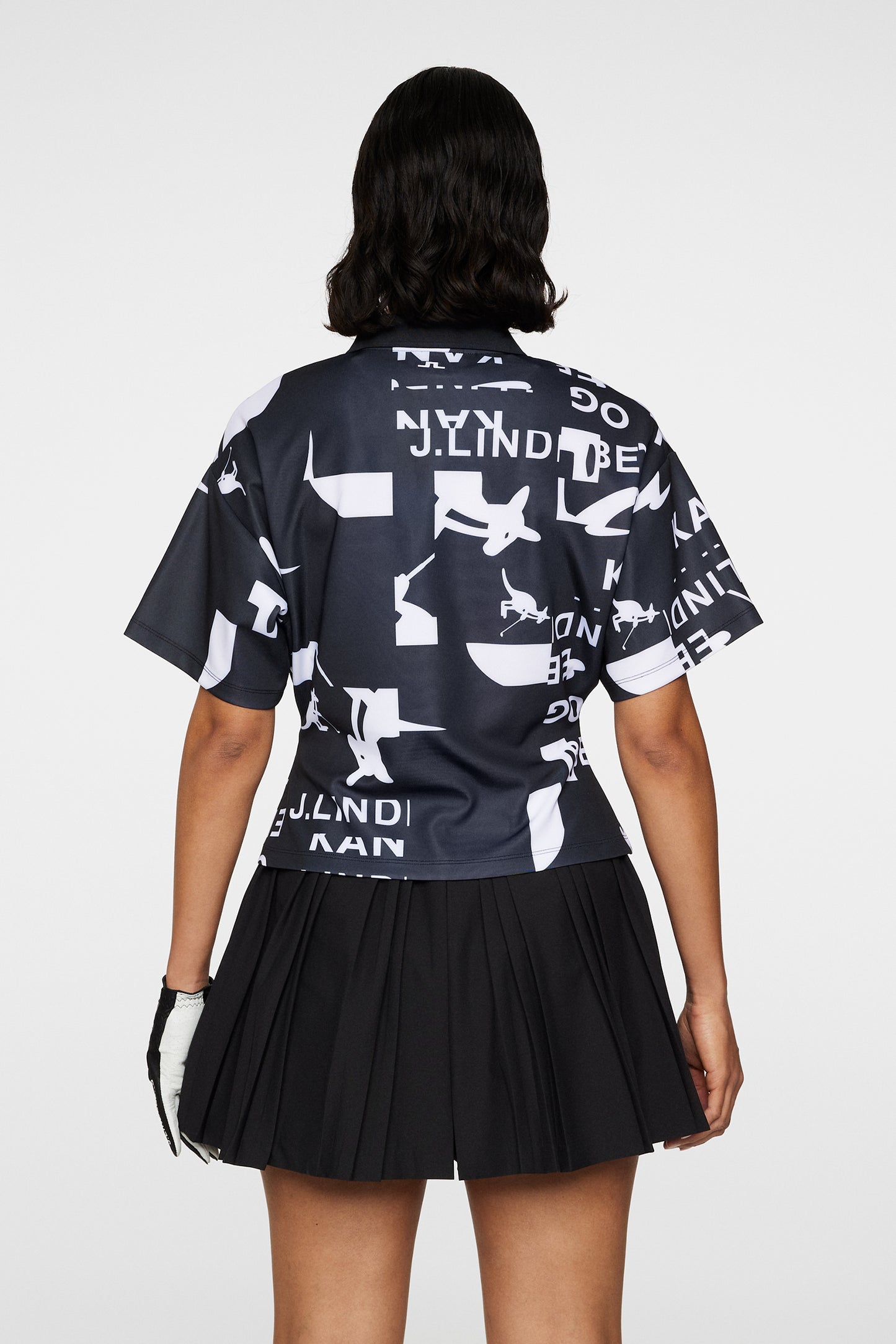 Amila Print Top in JL Kangol Black White M by J.Lindeberg