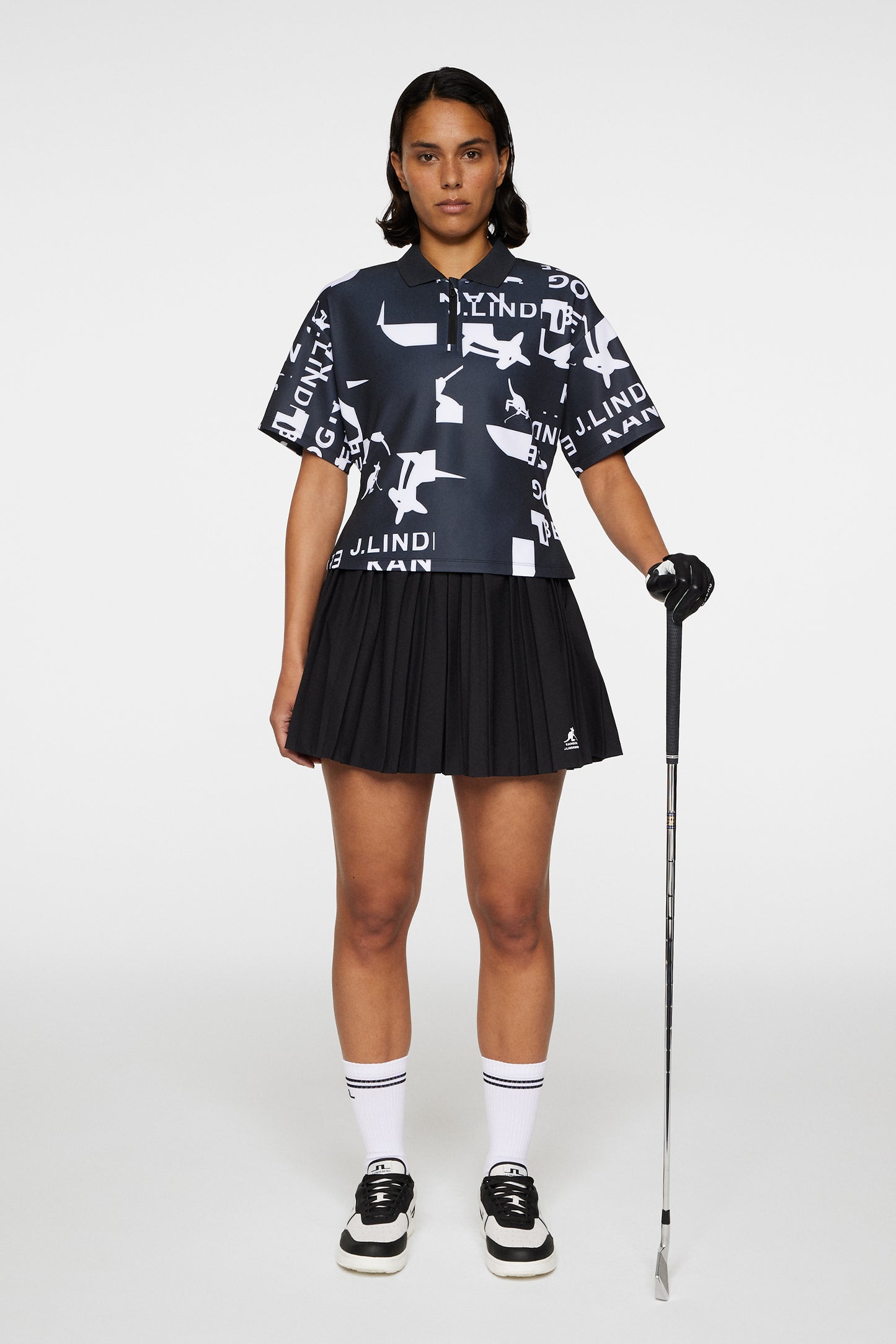 Amila Print Top in JL Kangol Black White M by J.Lindeberg