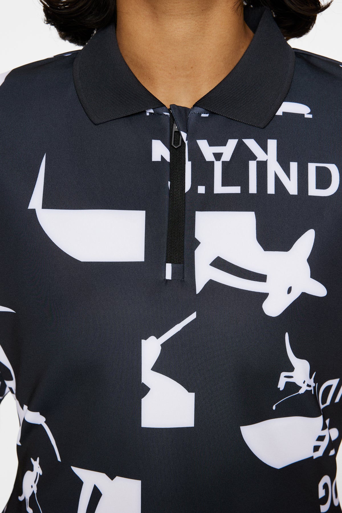 Amila Print Top in JL Kangol Black White M by J.Lindeberg