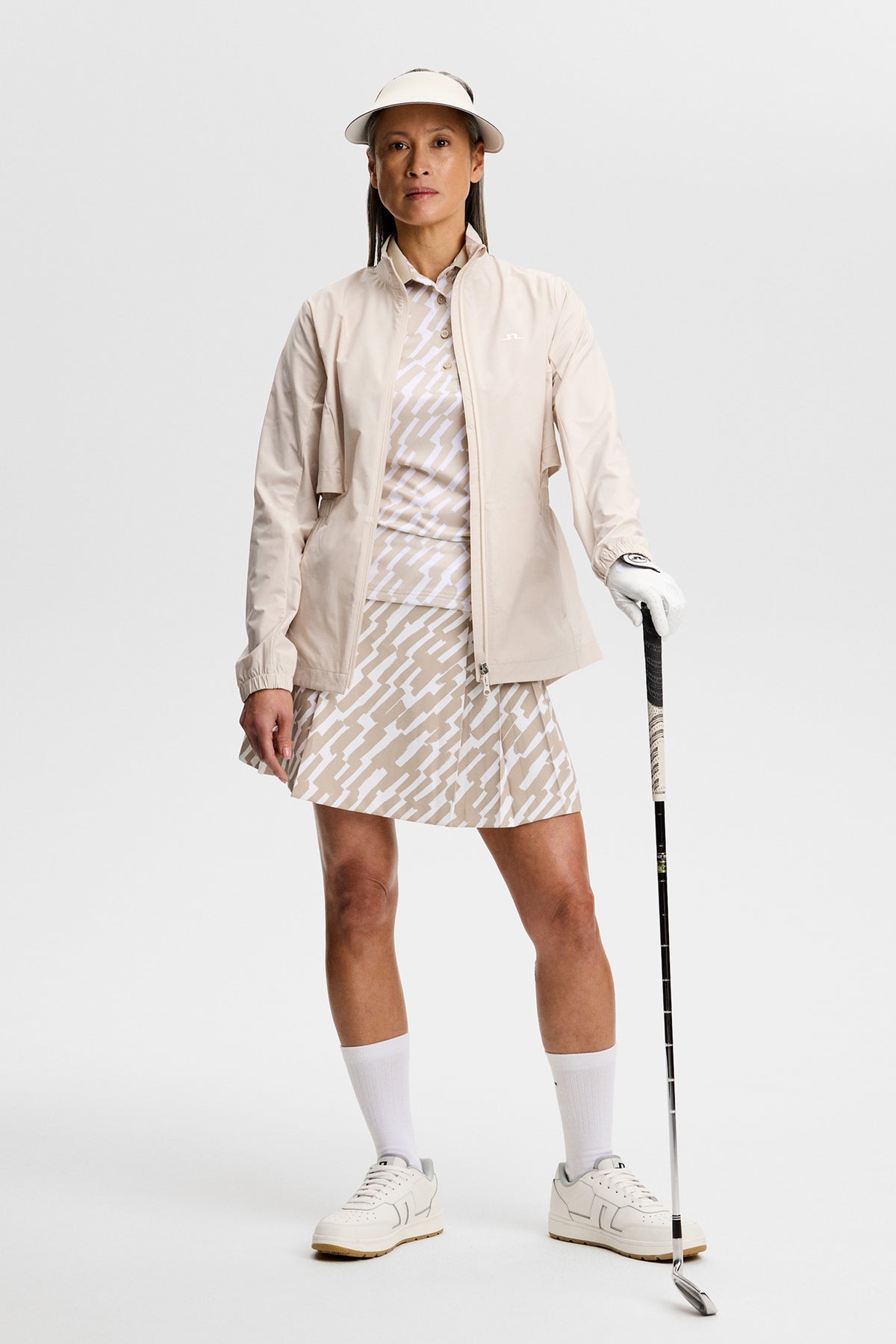 Tour Tech Print Polo in Oak Island Fossil M by J.Lindeberg