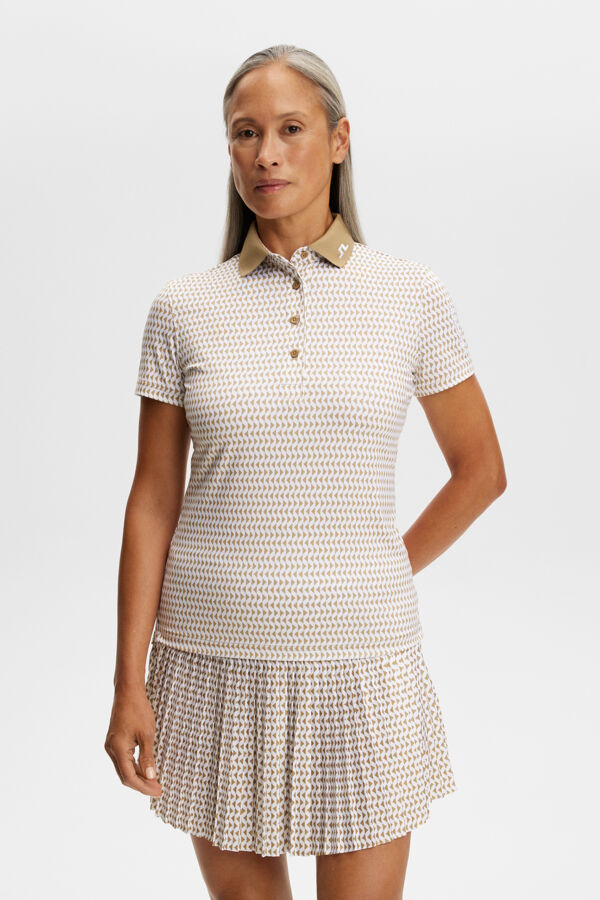 Tour Tech Print Polo / Diamond Kelp White S