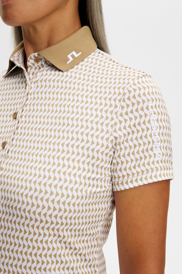 Tour Tech Print Polo / Diamond Kelp White S