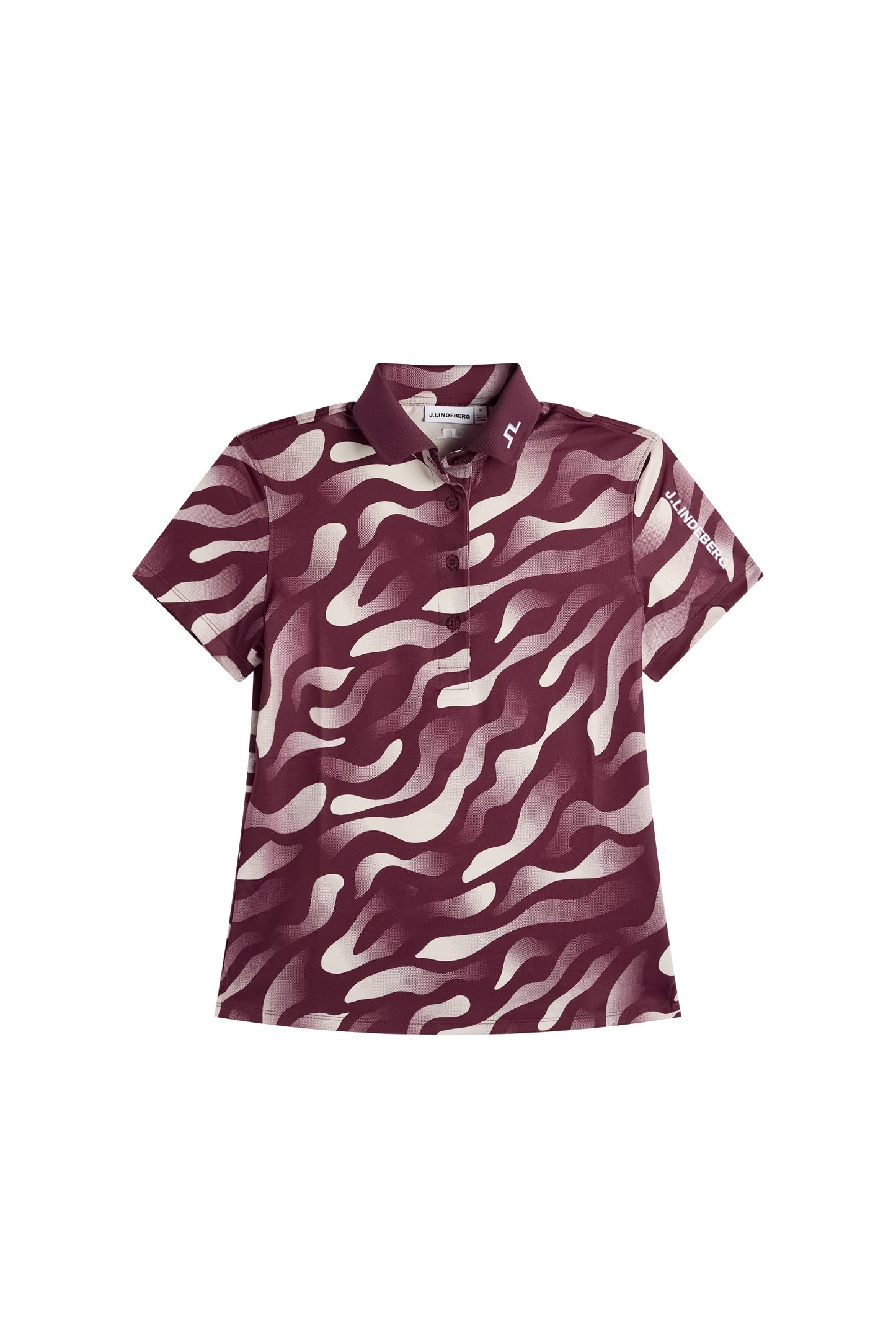 Tour Tech Print Polo in Bunker Fade Winetasting Moon M by J.Lindeberg