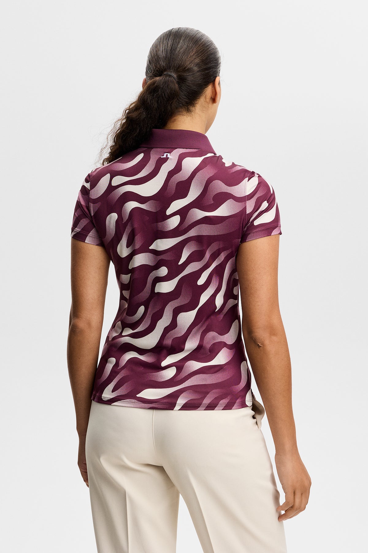 Tour Tech Print Polo in Bunker Fade Winetasting Moon M by J.Lindeberg