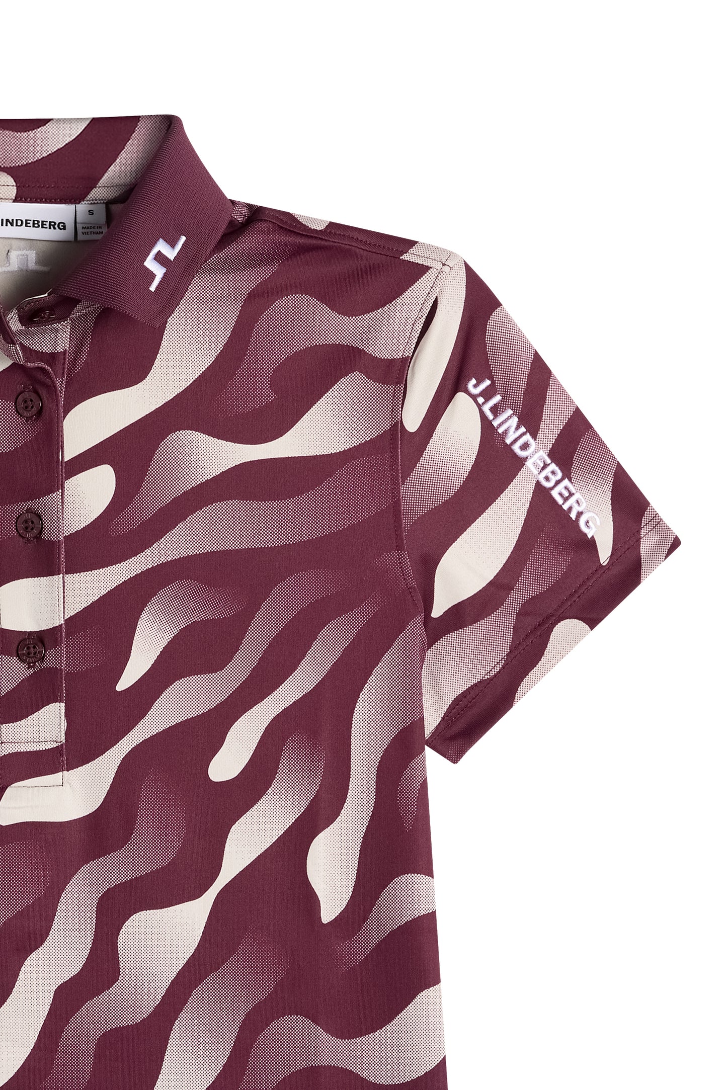 Tour Tech Print Polo in Bunker Fade Winetasting Moon M by J.Lindeberg