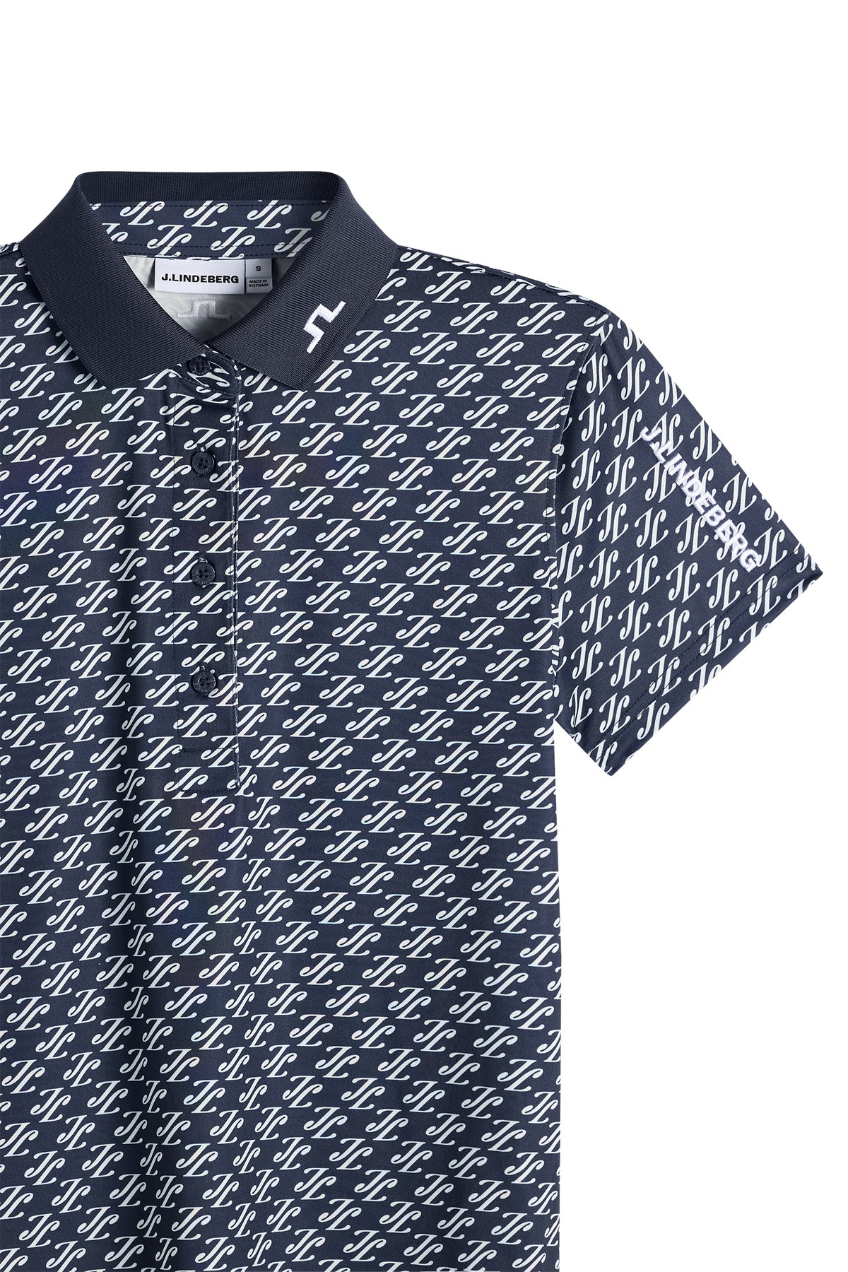 Tour Tech Print Polo in Cardi Jacquard S - JL Navy by J.Lindeberg