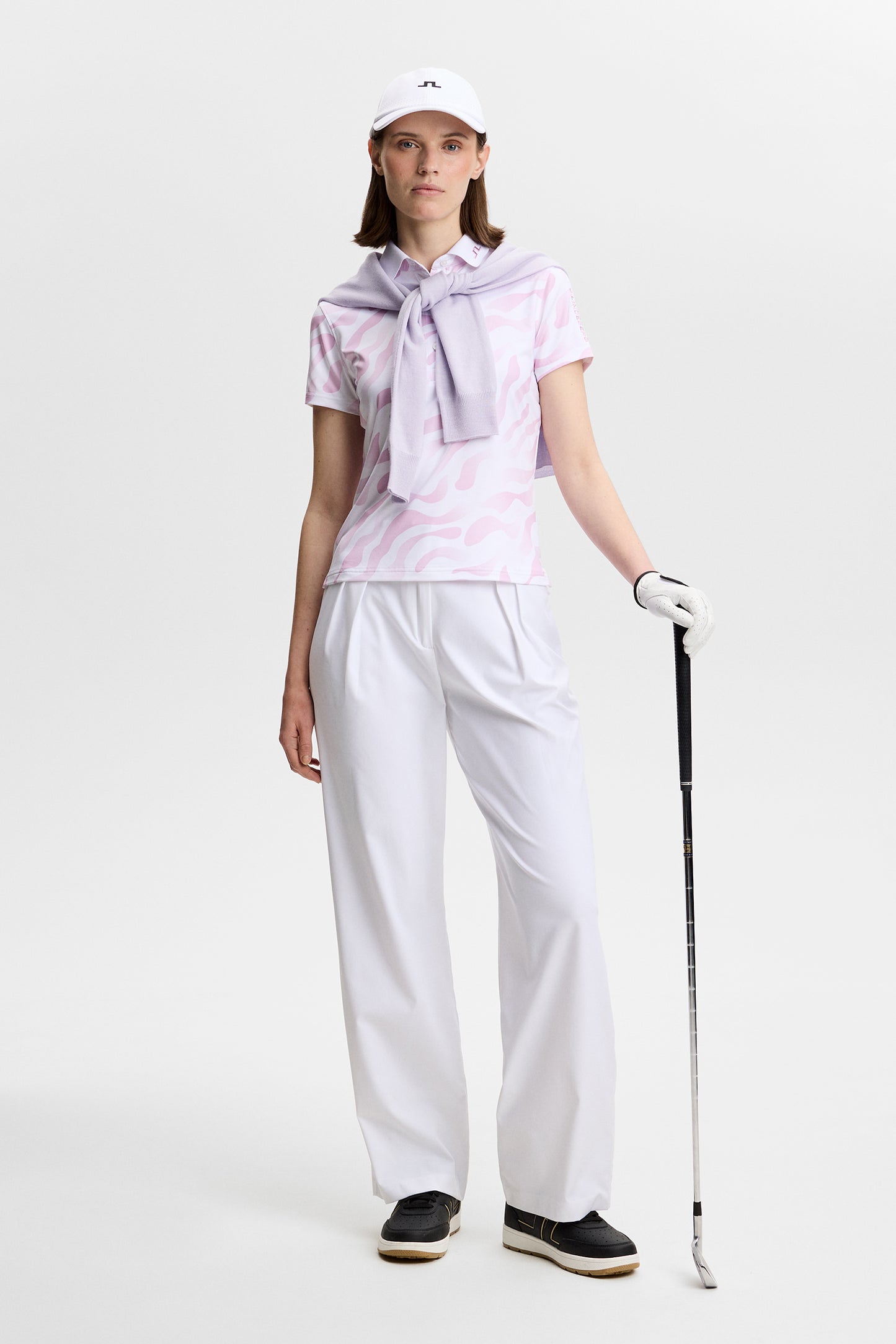 Tour Tech Print Polo in Bunker Fade White Orchid M by J.Lindeberg