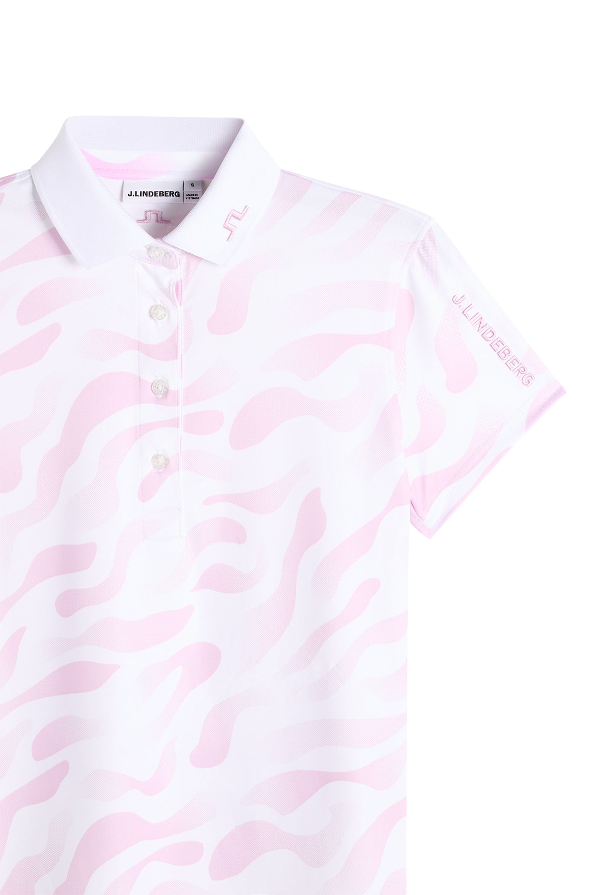 Tour Tech Print Polo in Bunker Fade White Orchid M by J.Lindeberg