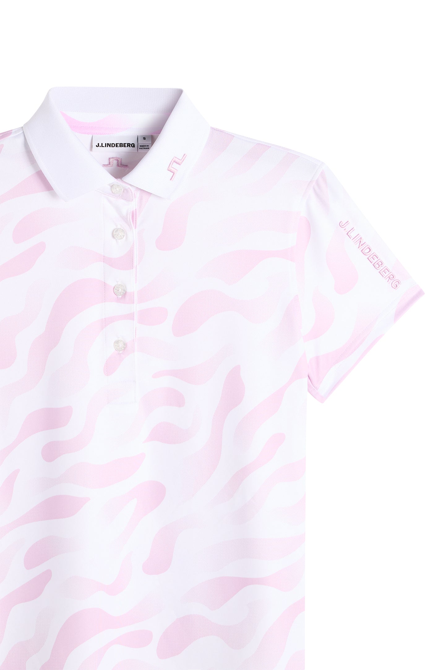 Tour Tech Print Polo in Bunker Fade White Orchid M by J.Lindeberg