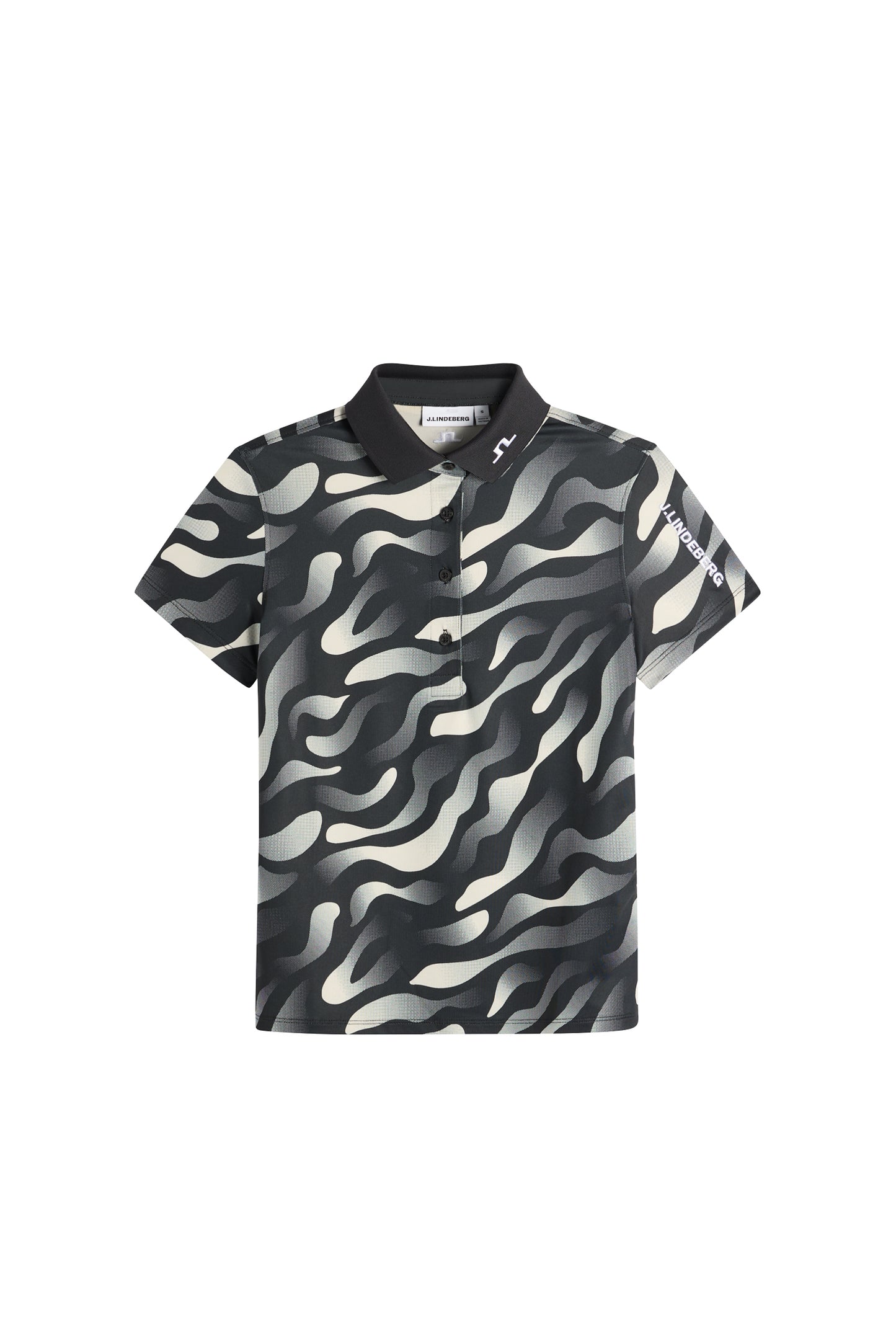 Tour Tech Print Polo in Bunker Fade Black Moonbeam M by J.Lindeberg