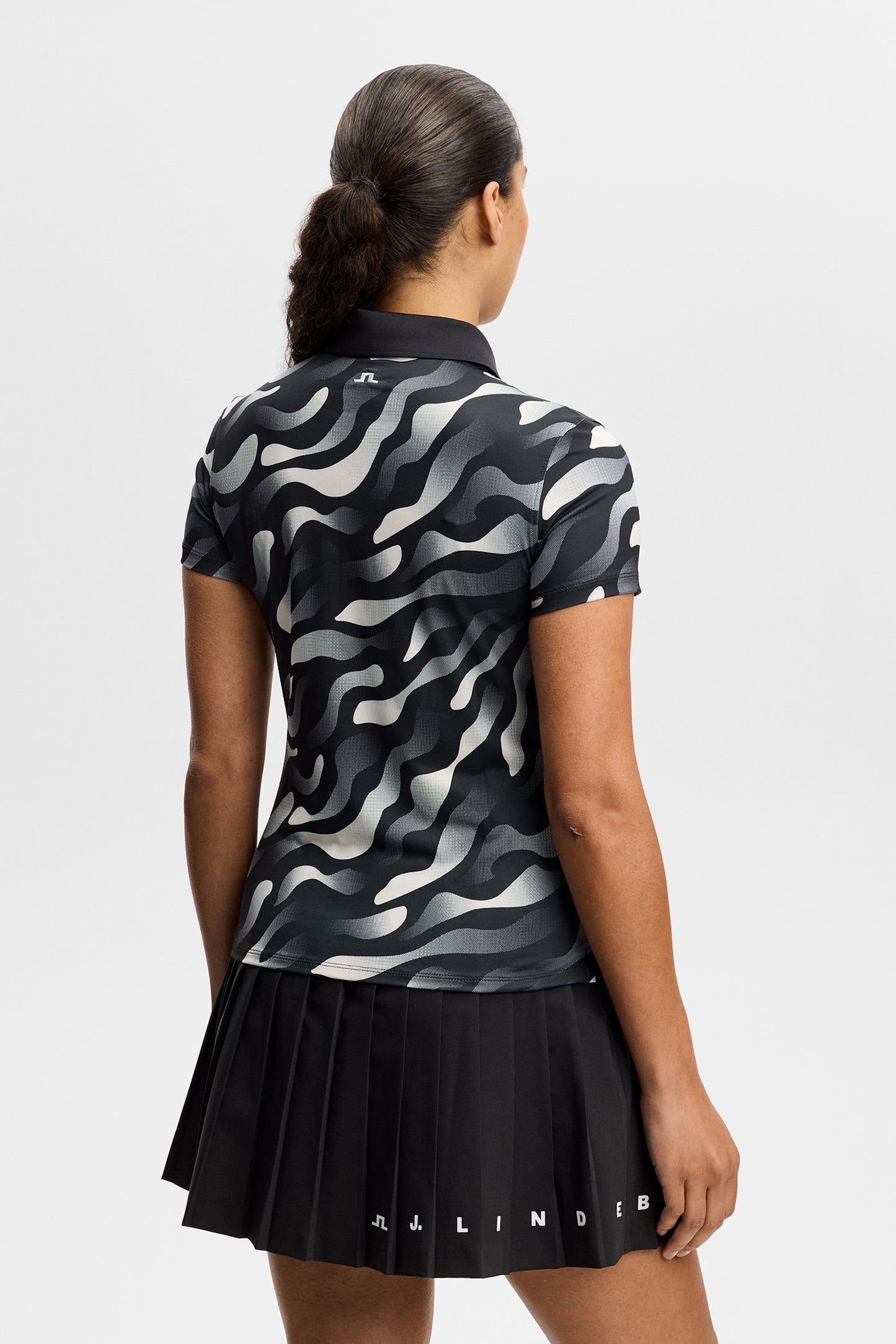 Tour Tech Print Polo in Bunker Fade Black Moonbeam M by J.Lindeberg