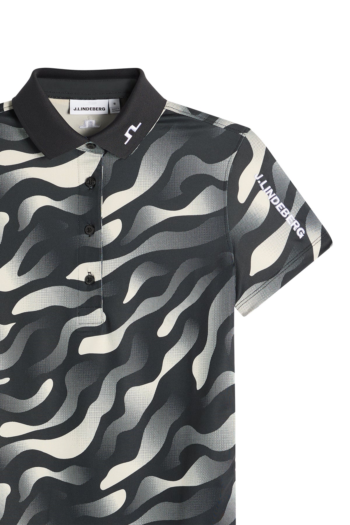 Tour Tech Print Polo in Bunker Fade Black Moonbeam M by J.Lindeberg