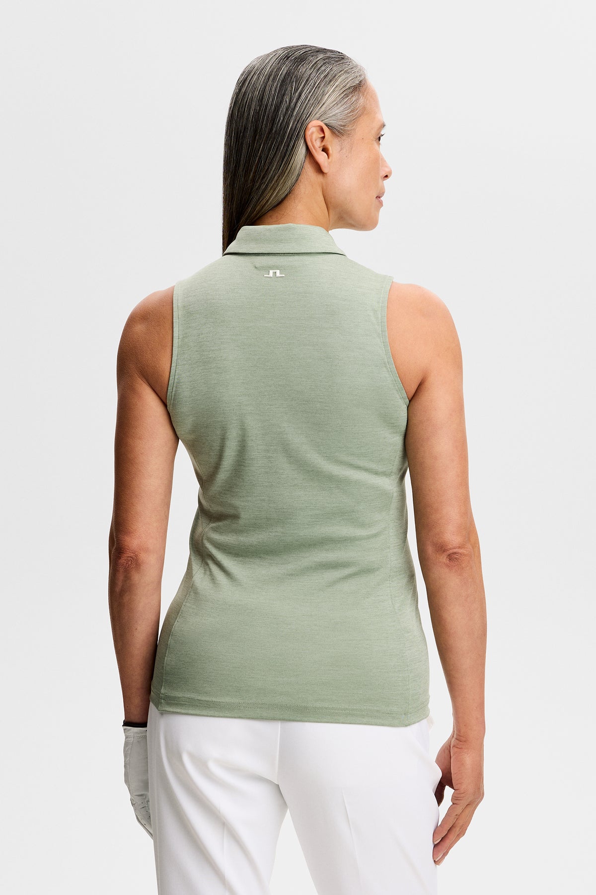Dena Sleeveless Polo in Hedge Green Melange by J.Lindeberg