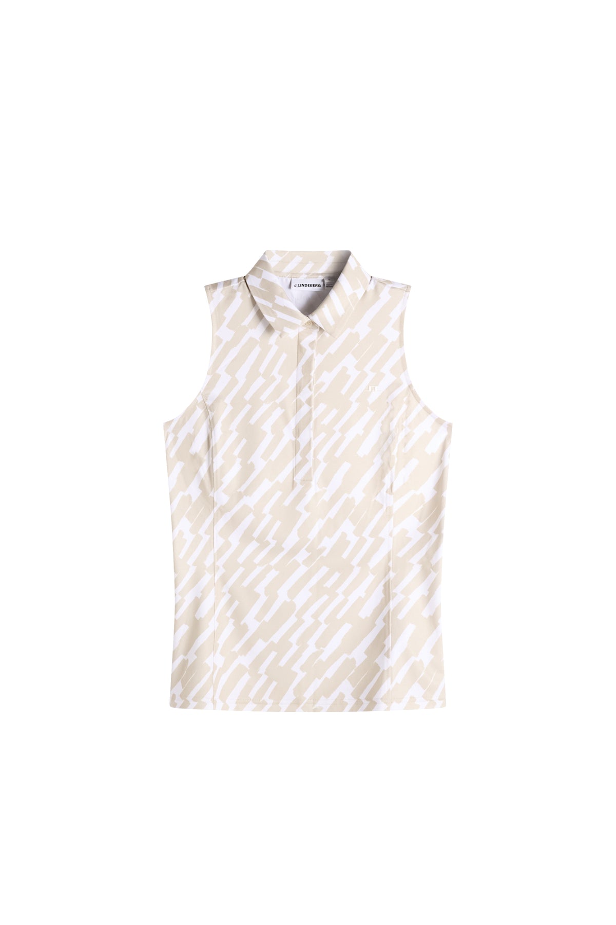Dena Print Sleeveless Polo in Oak Island Fossil M by J.Lindeberg