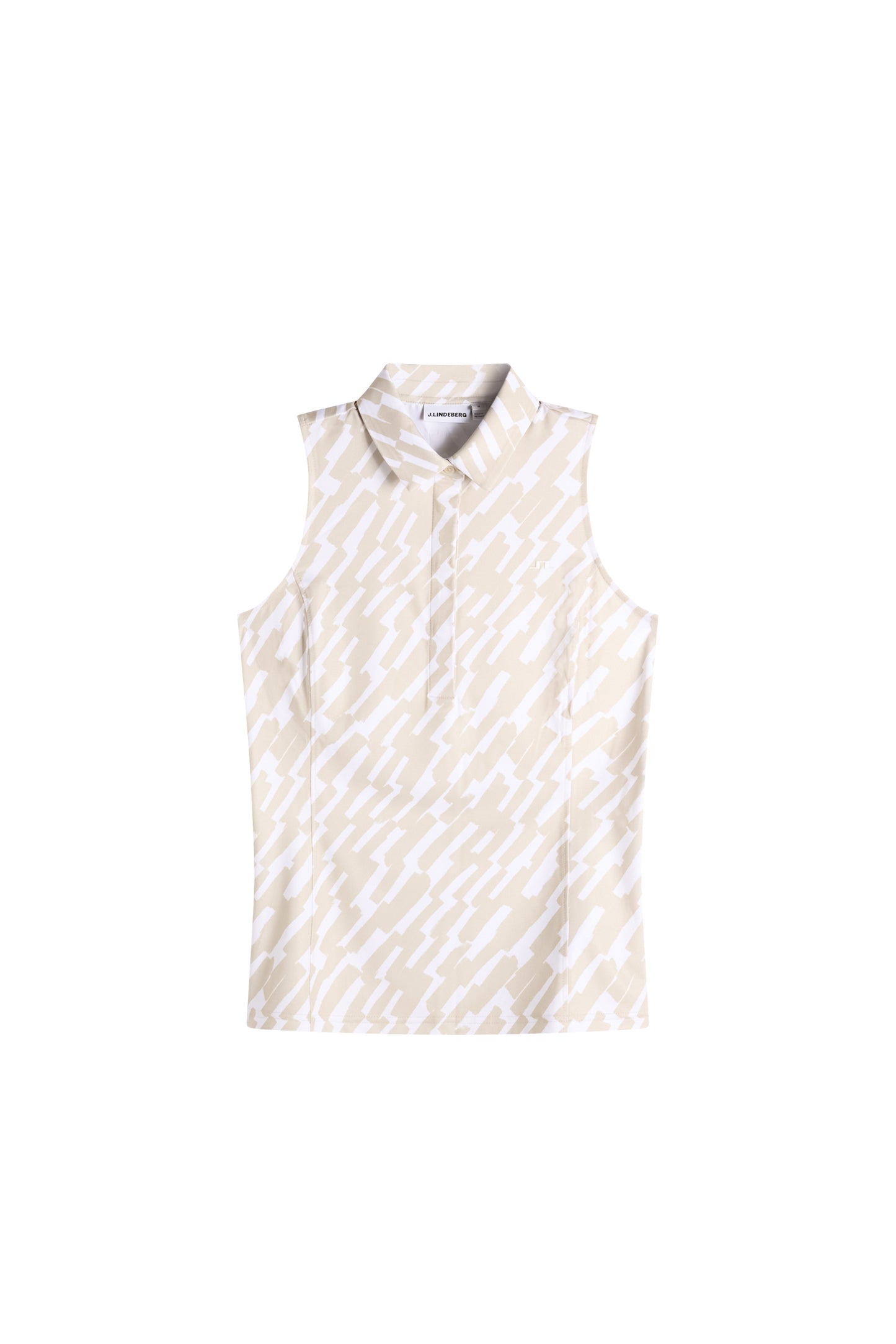 Dena Print Sleeveless Polo in Oak Island Fossil M by J.Lindeberg