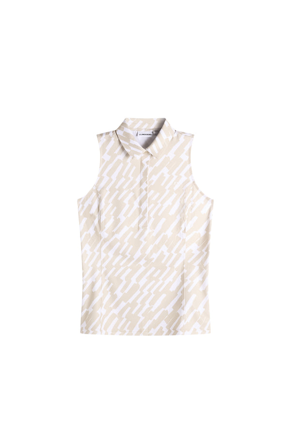 Dena Print Sleeveless Polo / Oak Island Fossil M