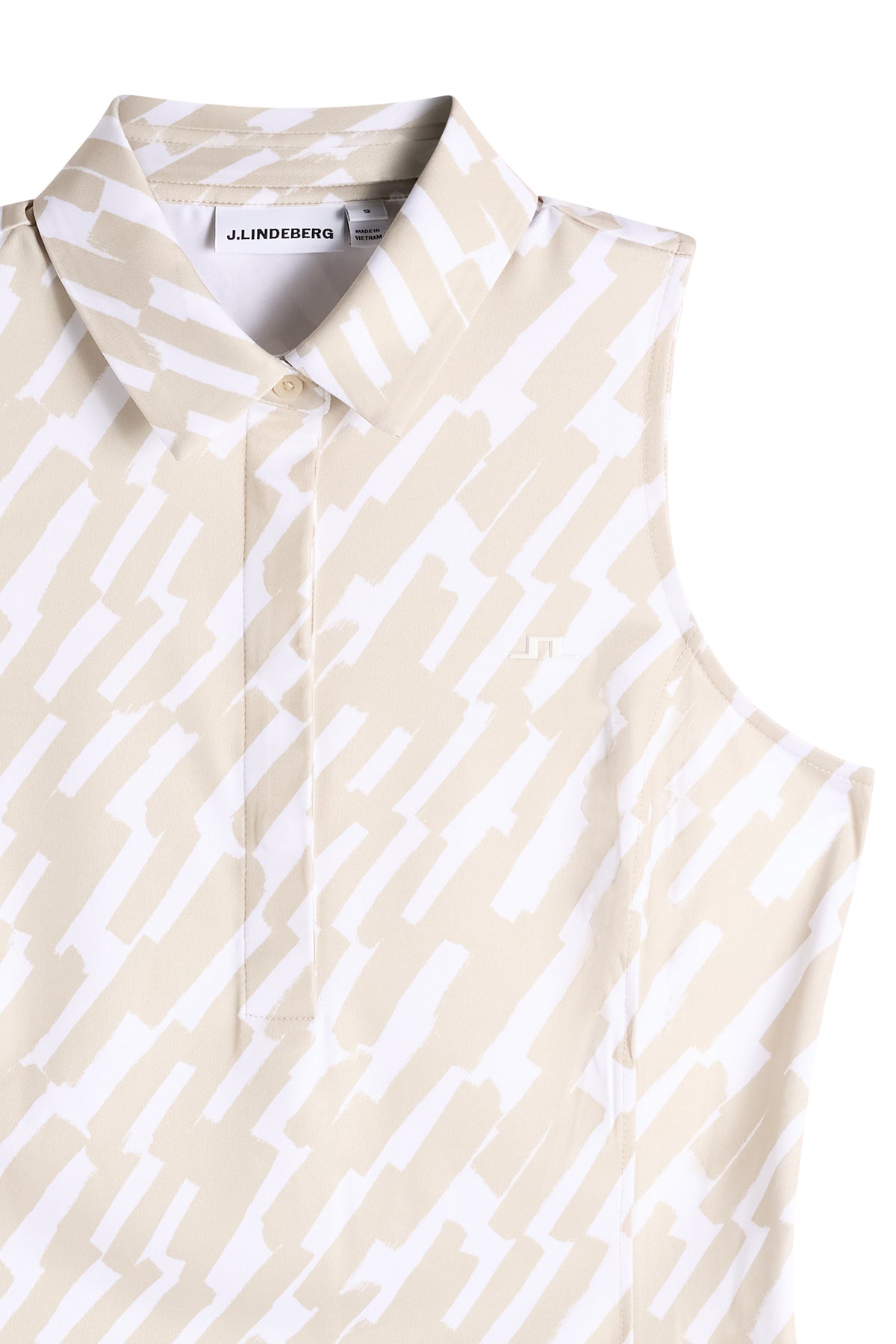 Dena Print Sleeveless Polo in Oak Island Fossil M by J.Lindeberg
