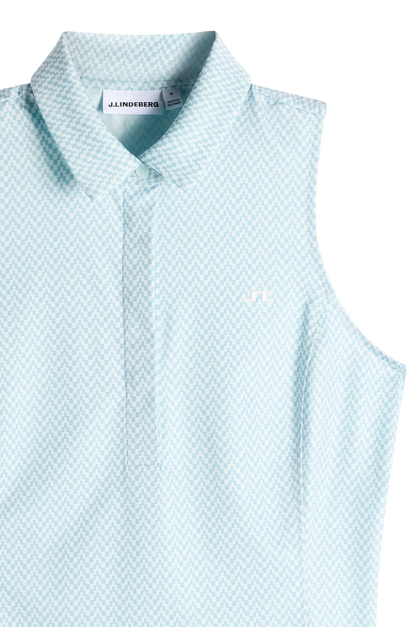 Dena Print Sleeveless Polo in Bridge Stack Skylight S by J.Lindeberg