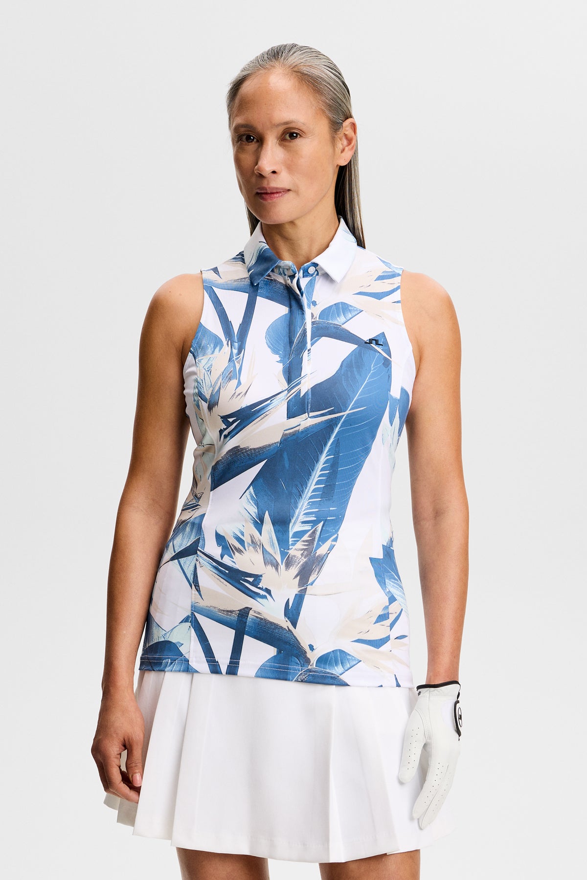Dena Print Sleeveless Polo in Paradise Skylight M by J.Lindeberg