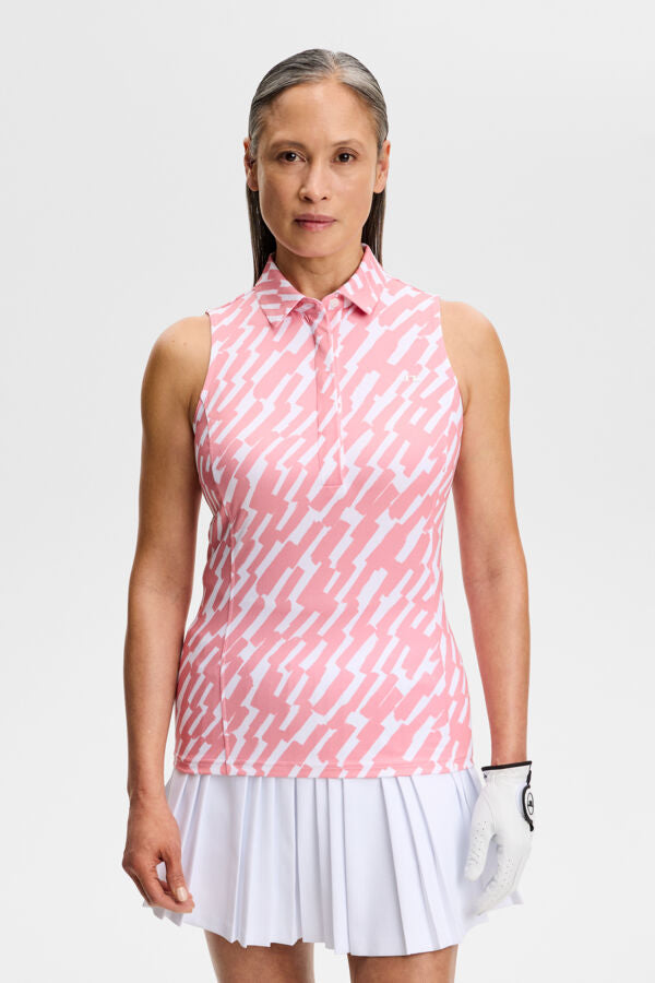 Dena Print Sleeveless Polo / Oak Flamingo M