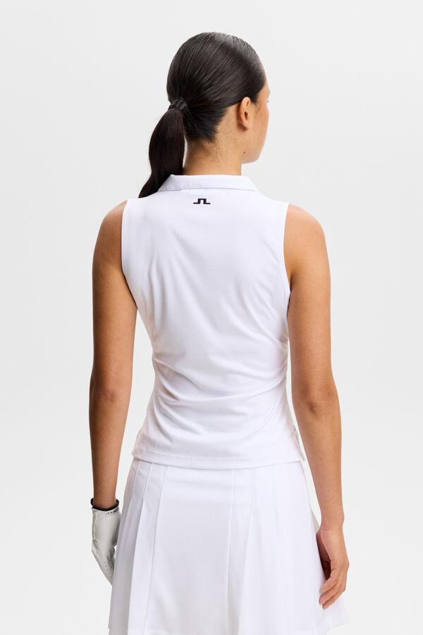 Leah Sleeveless Polo / White