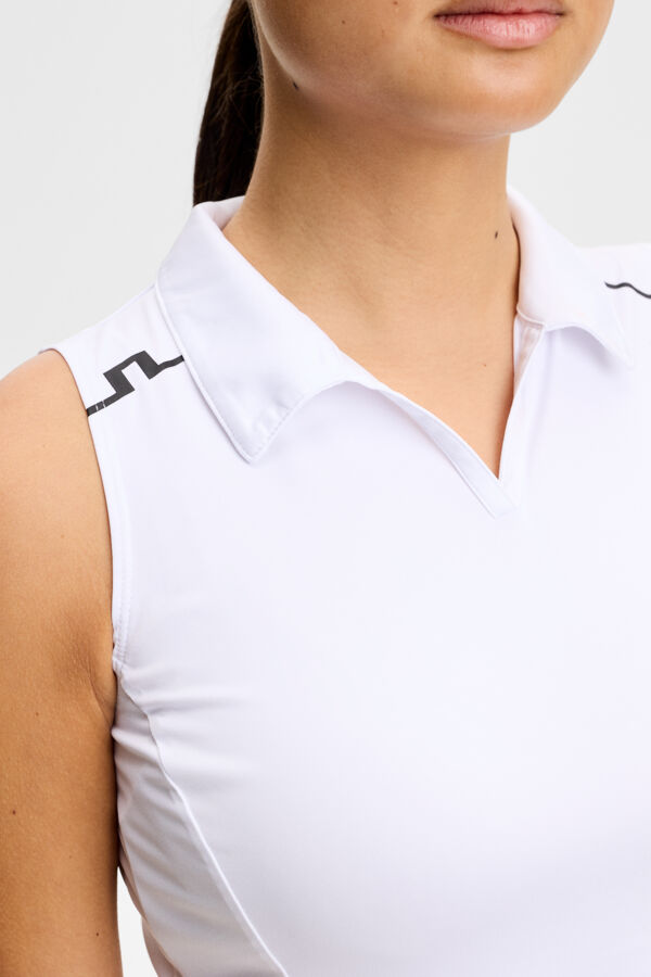 Leah Sleeveless Polo / White